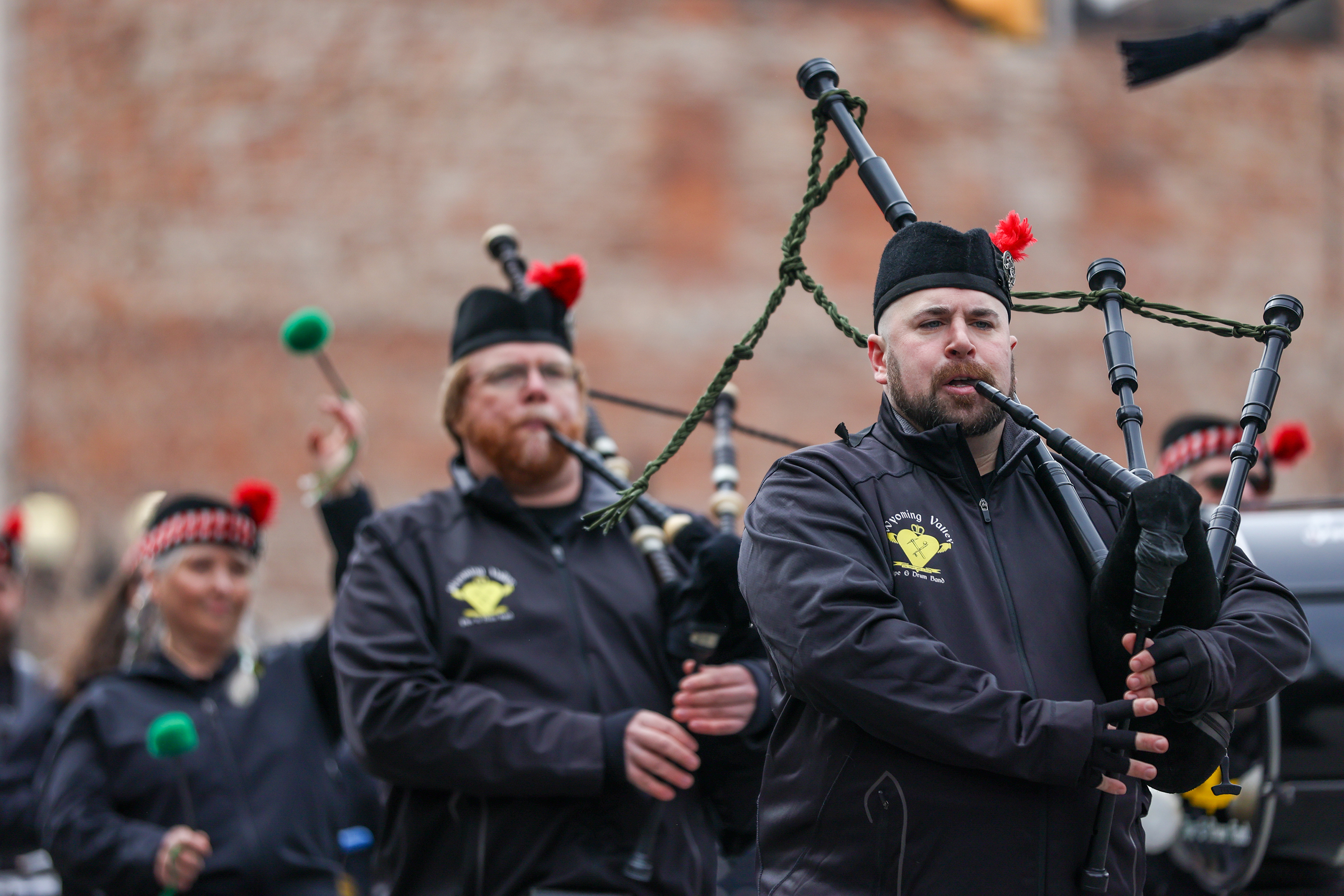 Members of the Wyoming Valley Pipe and Drum Band perform...