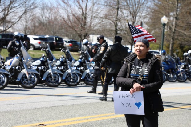 Mariel Santos, who grew up in West Chester, said: "This hits so close to home." Her own families includes law enforcement members. "This is a senseless tragedy." (Jen Samuel Daily Local News)