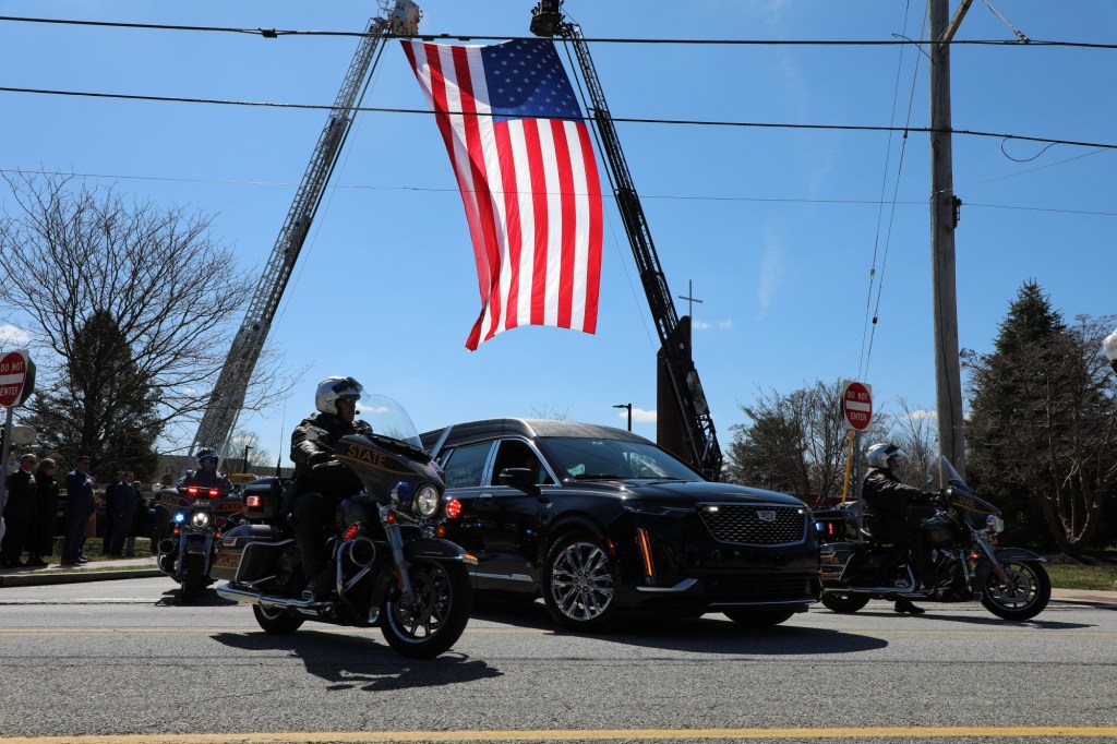 People pay tribute to slain Pennsylvania corporal at state funeral in Downingtown