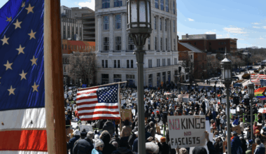 Over 1,000 protesters gathered for the third No Kings protest in Harrisburg, Pa, on March 28.