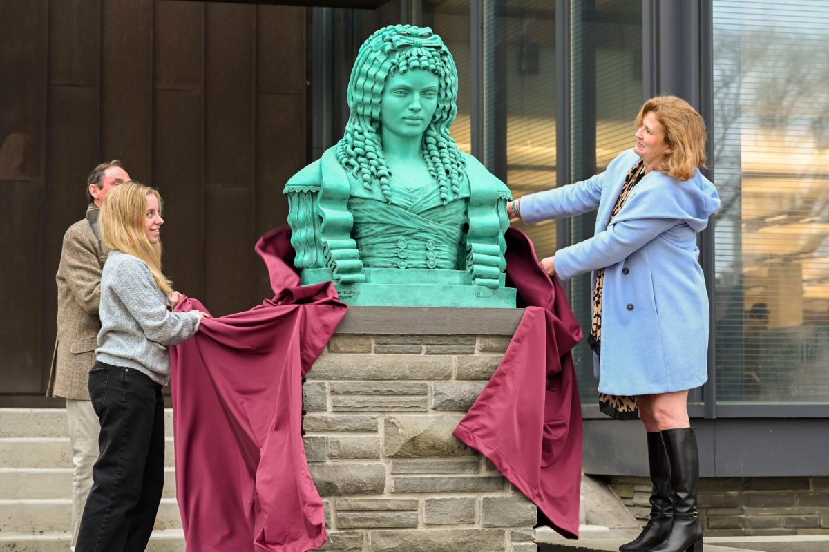The Marquise de Lafayette is the first permanent statue of a woman on the college's campus.