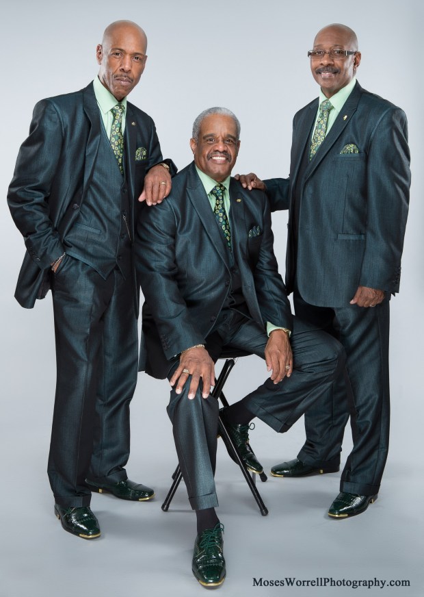 Russell Thompkins Jr., center, and The New Stylistics include Raymond Johnson, right, as well as vocalist Jonathan Buckson. (COURTESY OF RUSSELL THOMPKINS JR)