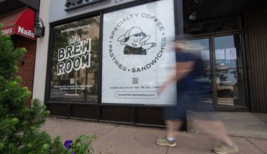 A pedestrian passes by the Brew Room in Ardmore, Pa., on Monday, June 23, 2025. The eatery is currently under construction.