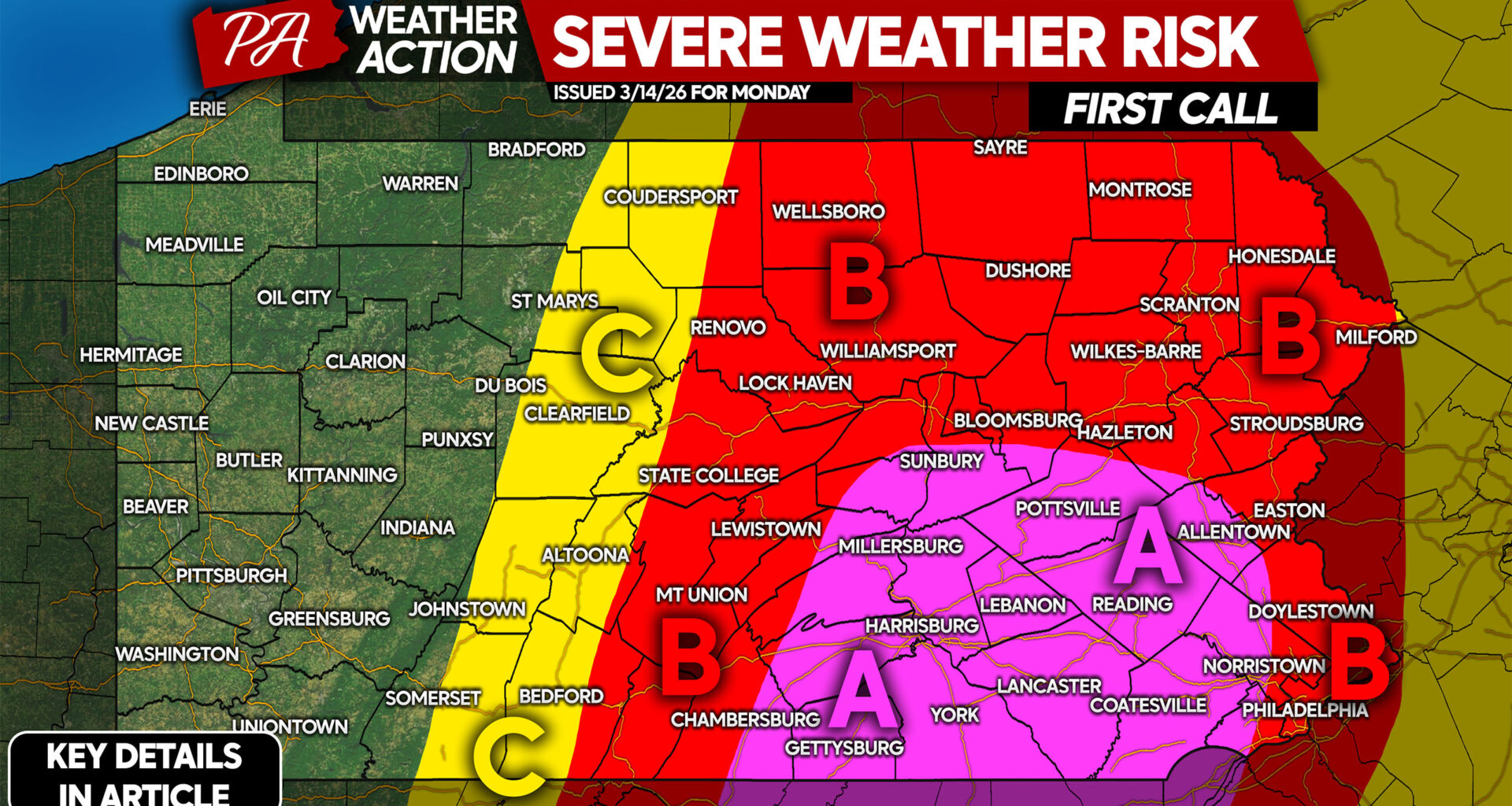 Severe Storms Likely Monday in Parts of Pennsylvania: Forecast & Timing