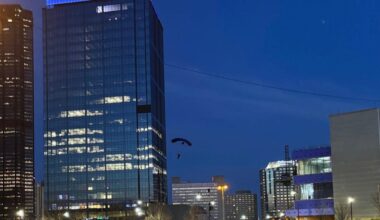 Person jumping off FNB building