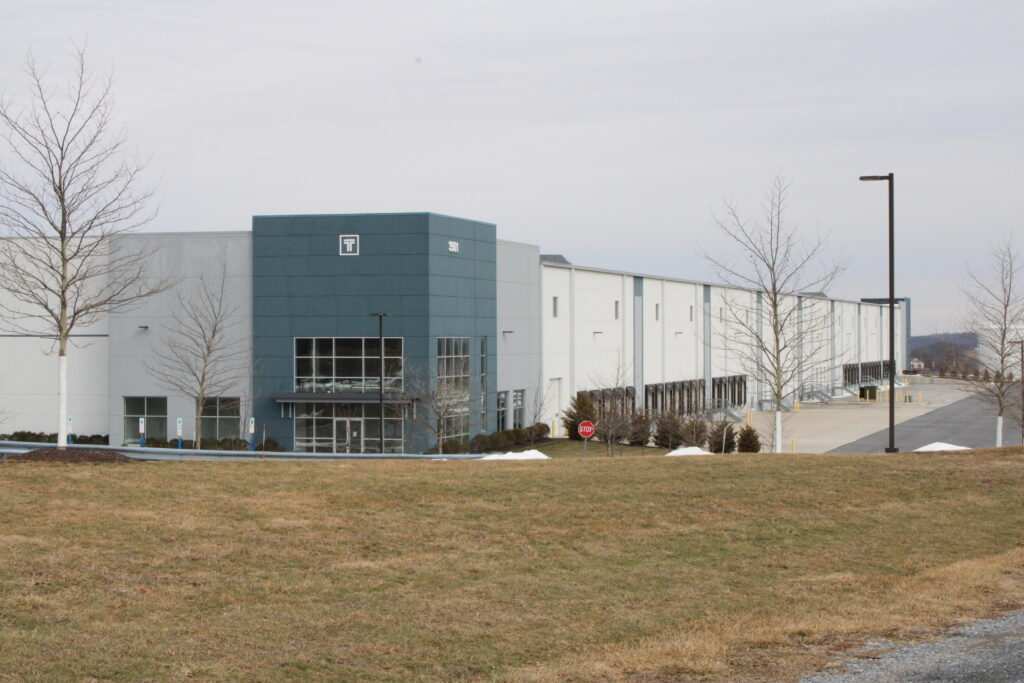 A warehouse purchased by ICE in Upper Bern Township, Berks County, on Feb. 26, 2026 (Photo by Ian Karbal/Pennsyvlania Capital-Star)