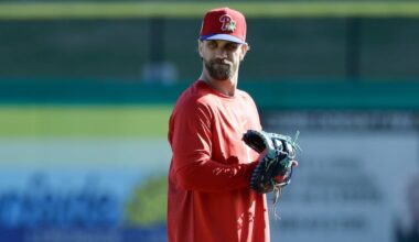 Bryce Harper is back with the Phillies after his run in the World Baseball Classic that ended with a dramatic, game-tying two-run homer in the eighth inning of the title game against Venezuela.