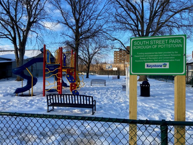 State grants obtained by the Pottstown Parks and Recreation Department and regional partners helped to pay for this new play equipment installed last month at the South Street Park in Pottstown. (Evan Brandt -- MediaNews Group)