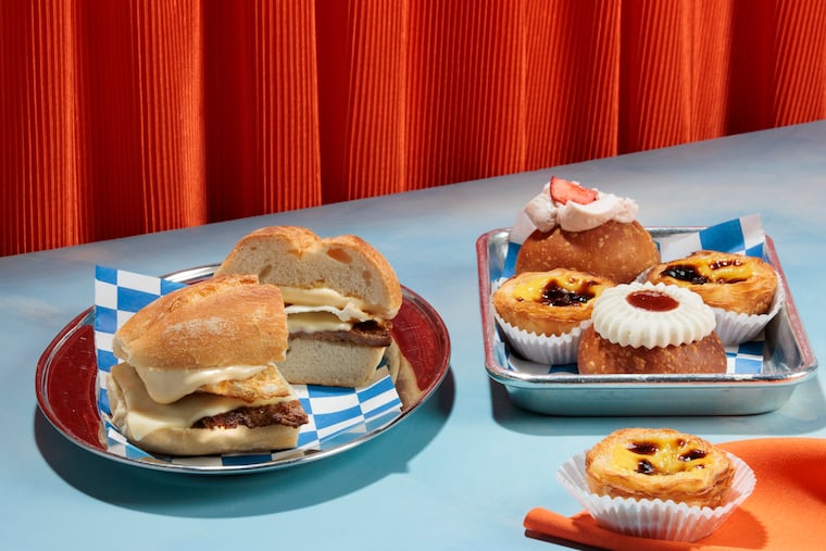 The Antonio sandwich and assorted pastries from Gilda photographed in the Philadelphia Inquirer studio on Monday, June 9, 2025 in Philadelphia. Food styling by Emilie Fosnocht.