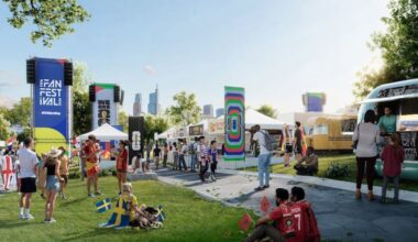A rendering of the Philadelphia FIFA Fan Festival's "vendor village" at Lemon Hill in East Fairmount Park. From June 11 to July 19, the festival will serve as the official fan experience for the 2026 World Cup in Philadelphia.