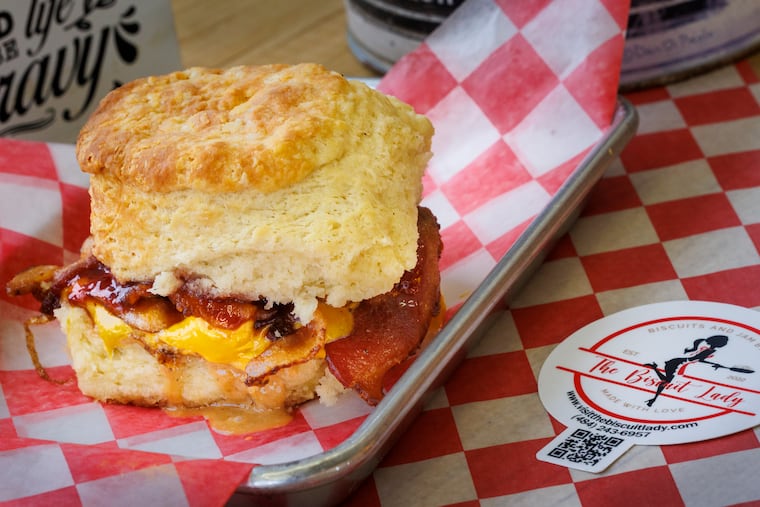 Uptown Girl sandwich at The Biscuit Lady, 115 Plymouth Rd., Plymouth Meeting, PA., Wednesday, March 18, 2026.