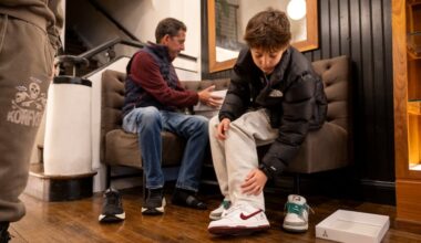 Austin Waldman, 12, is with his dad, David Waldman, who is a Lower Merion Alumni Class of ’92, try out the Nike Dunk Low Protro at Lapstone & Hammer, in Philadelphia, Pa., on Saturday., March. 21, 2026.
