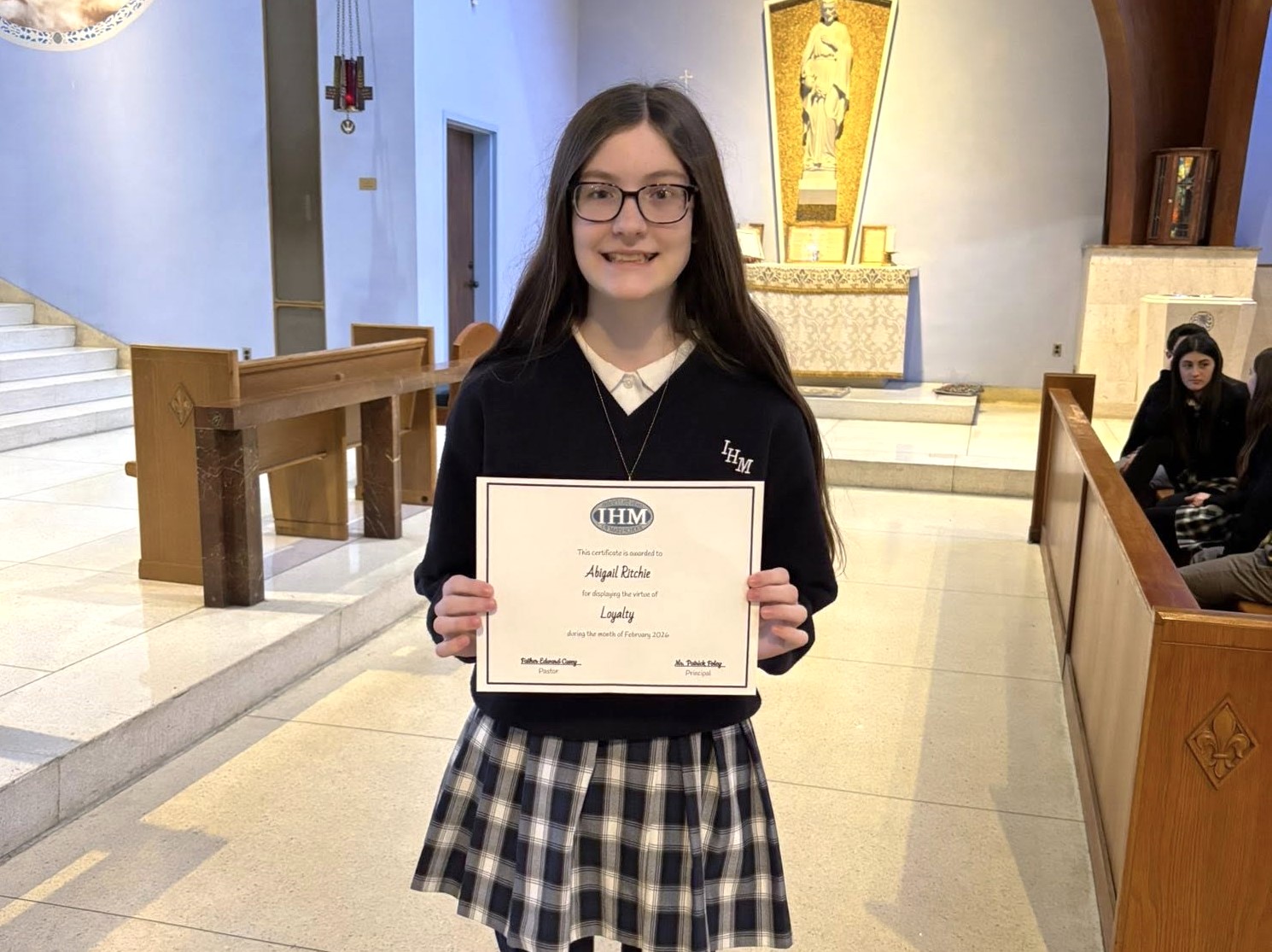 Kind hearted IHM seventh grader Abby Ritchie was awarded Student...