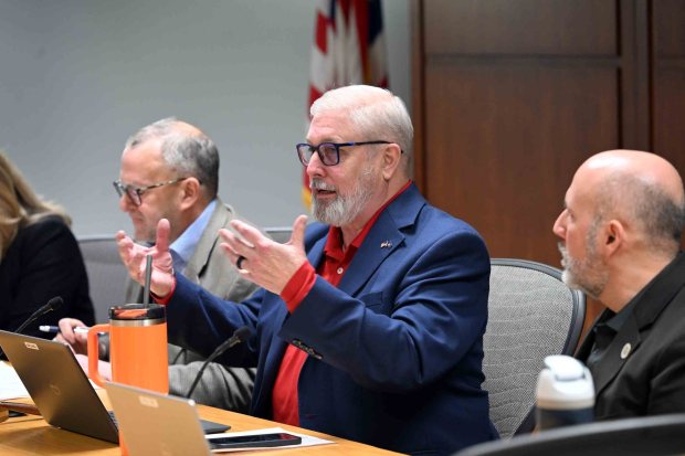 Berks County Commissioners Chairman Christian Leinbach bemoans the lack of transparency by the federal government in the recent purchase of an Upper Bern Township warehouse by the Department of Homeland Security during the weekly commissioners' meeting on Thursday, Feb. 5, 2026, at the Berks County Services Center. (BILL UHRICH/READING EAGLE)