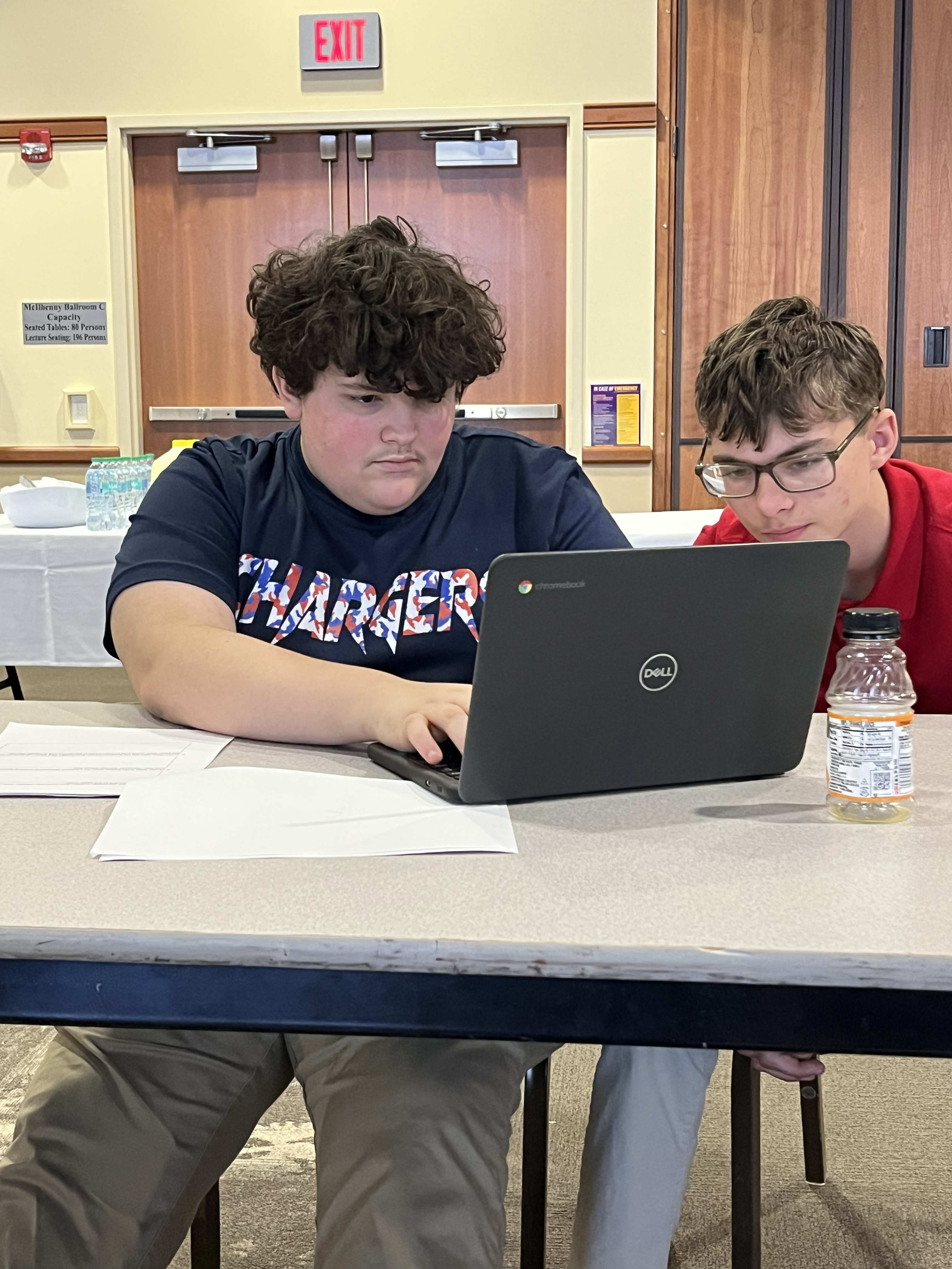 Carbondale Area Computer Club members Colt Calabro, left, and Nick...