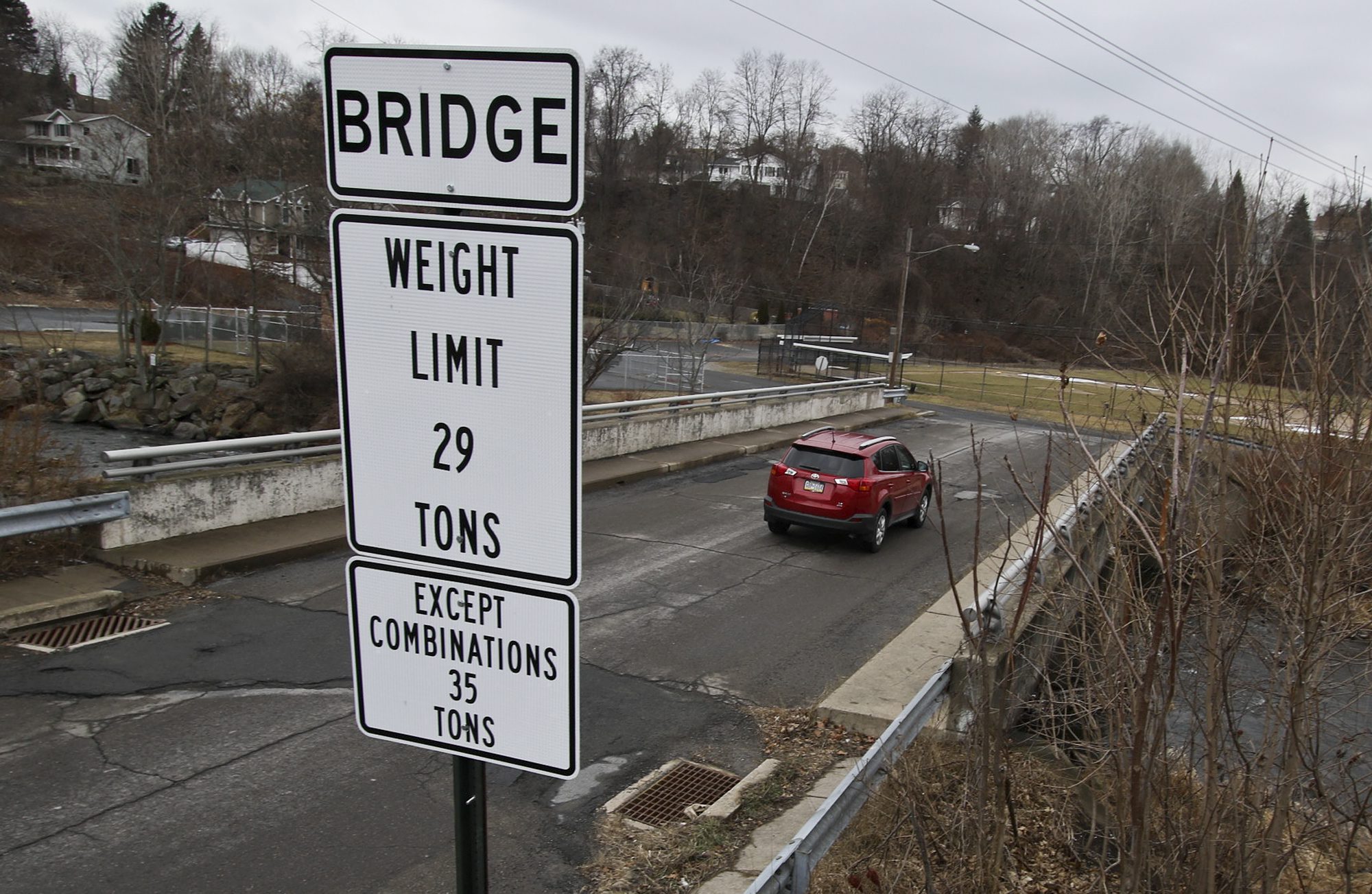 The Myrtle Street Bridge over Roaring Brook in the 1900...