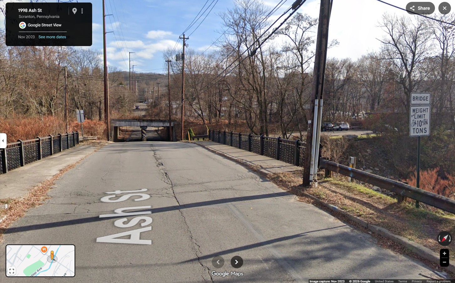 The Ash Street Bridge in East Scranton was posted with...