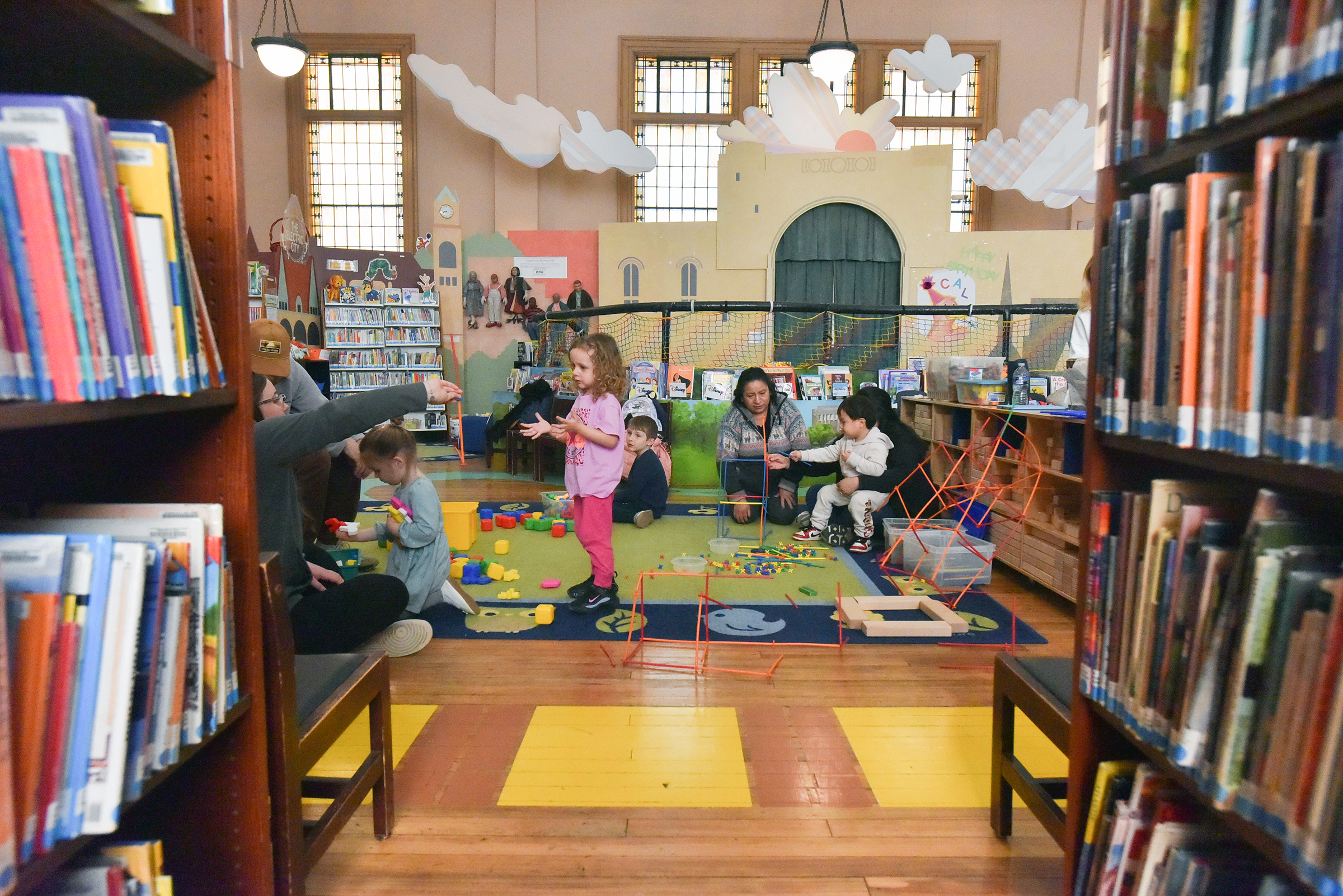 Children do activities during the LIttle Builders’ Party at the...