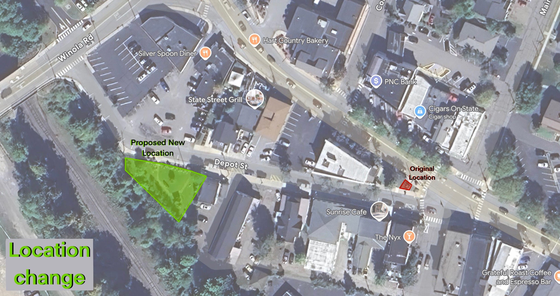 A map shows the Finish Shop Pocket Park and the...