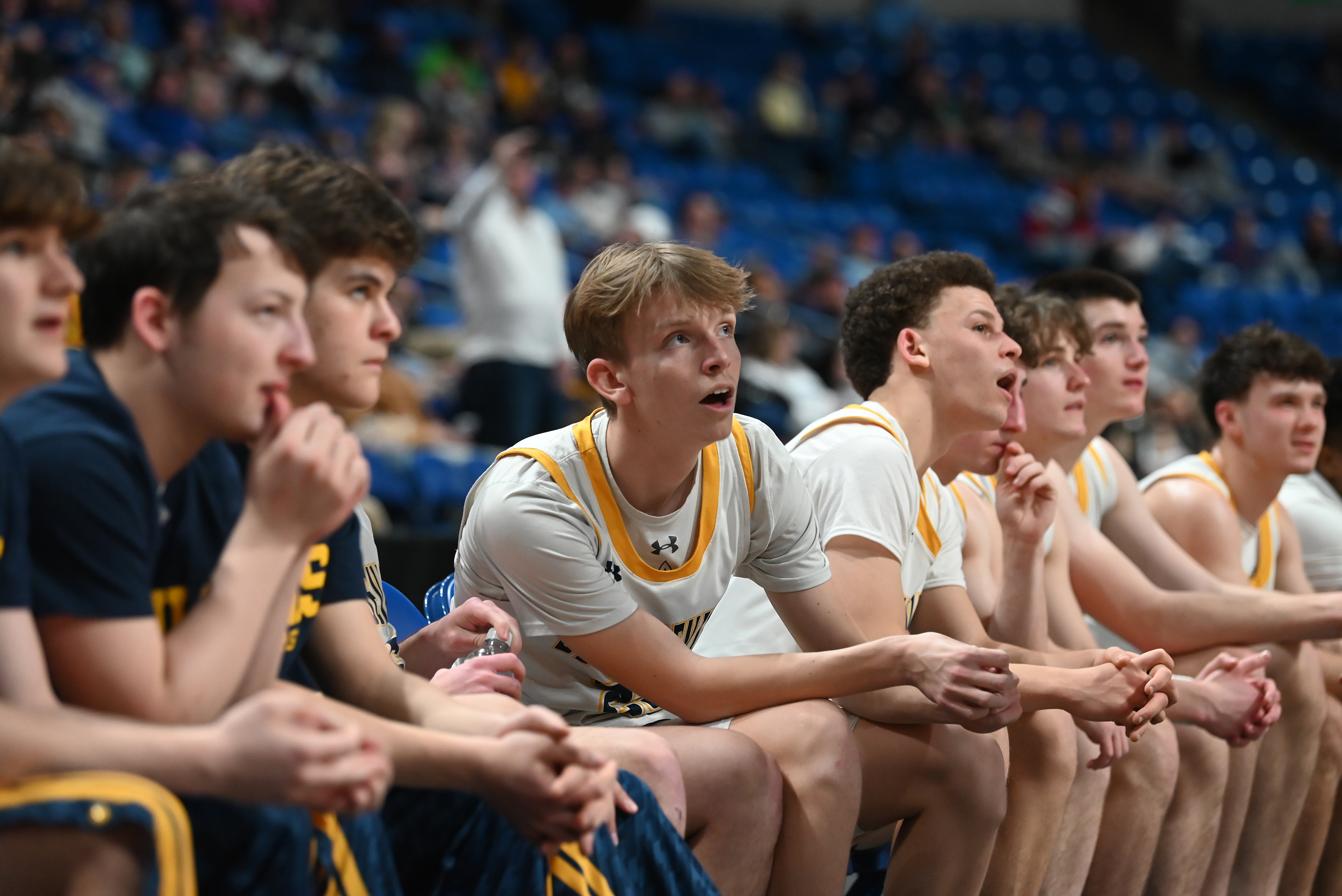 Old Forge players react to game play during the D2...