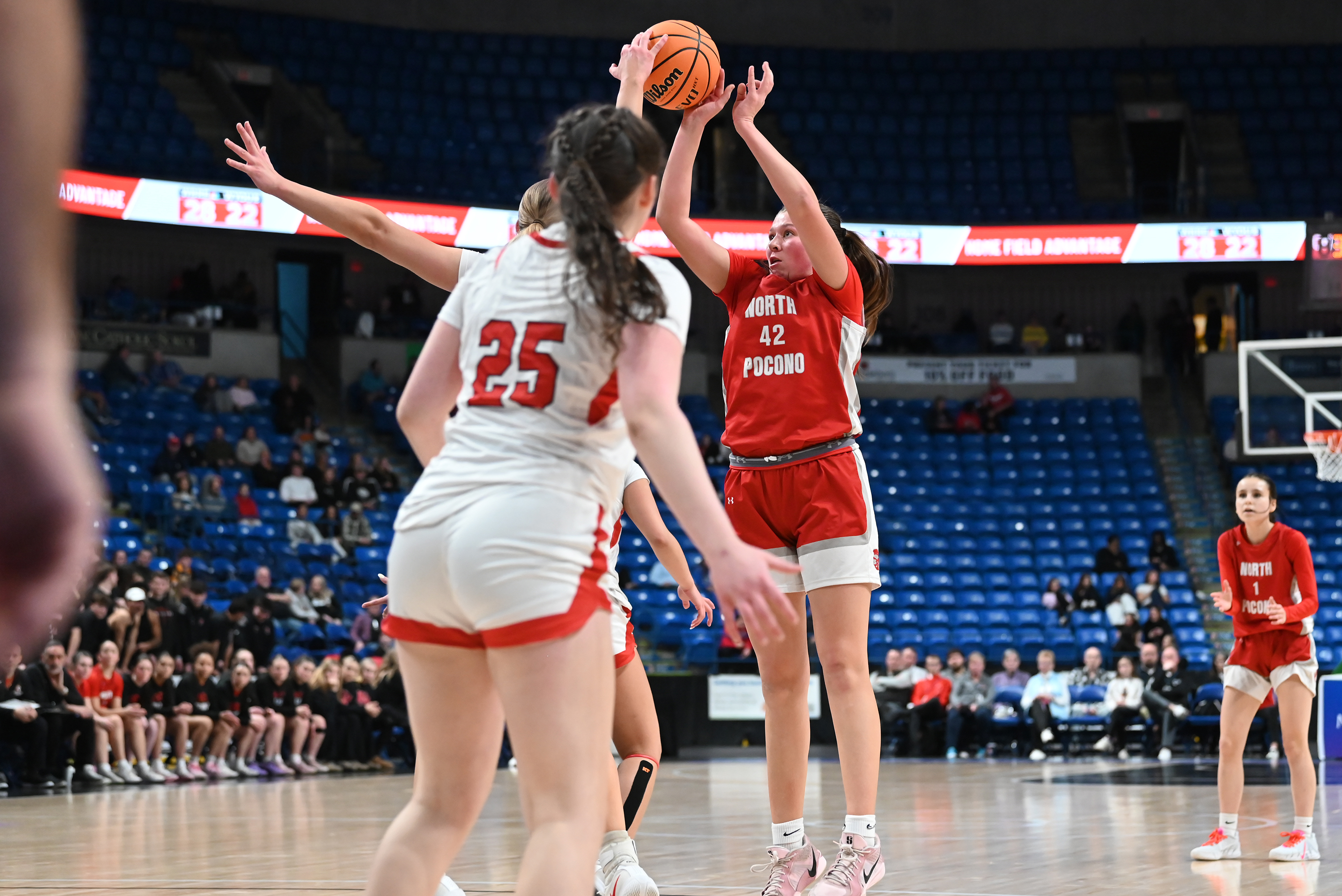 North Pocono’s Anna Clementoni takes a shot during the D2...