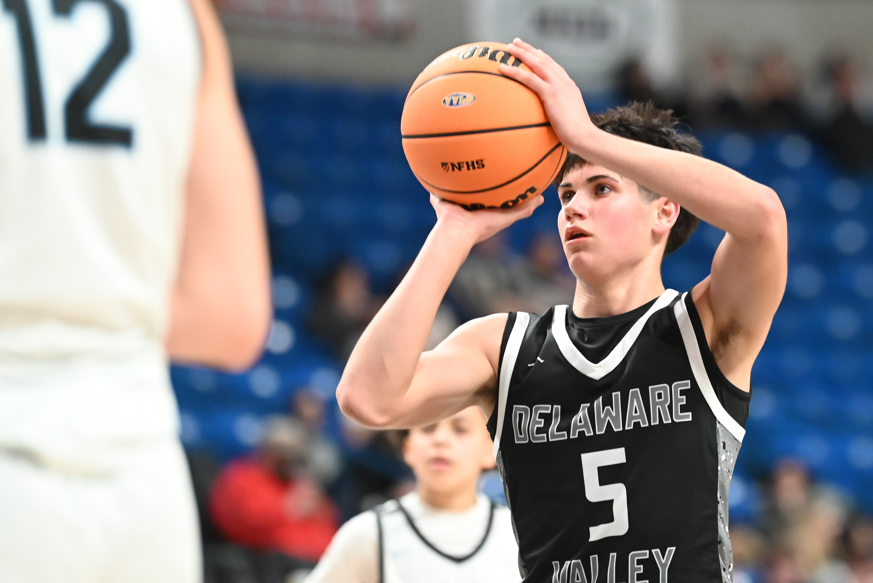 Delaware Valley’s Harrison Bixby takes a free throw shot during...