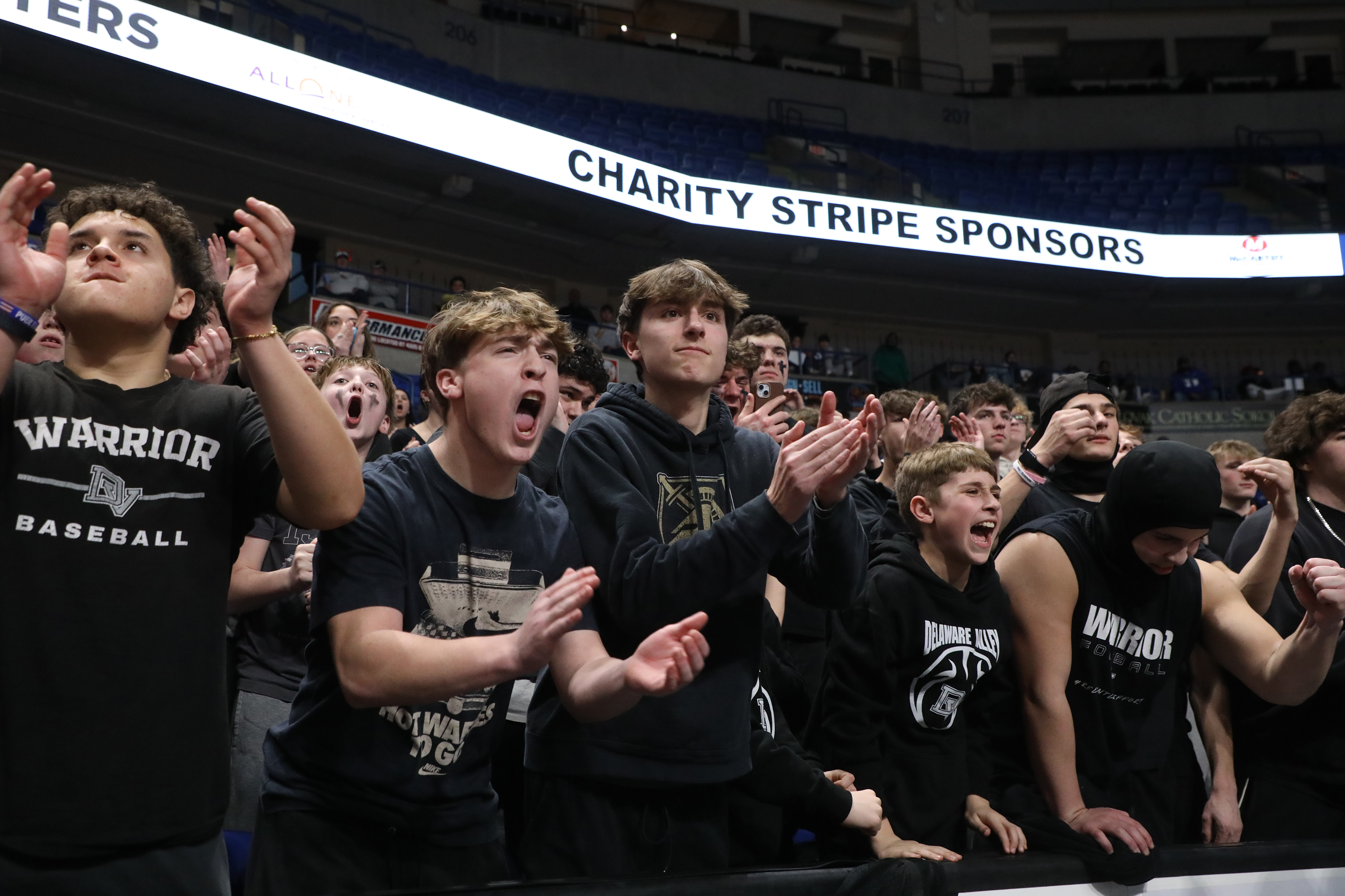 Delaware Valley’s student section cheers on their team during the...