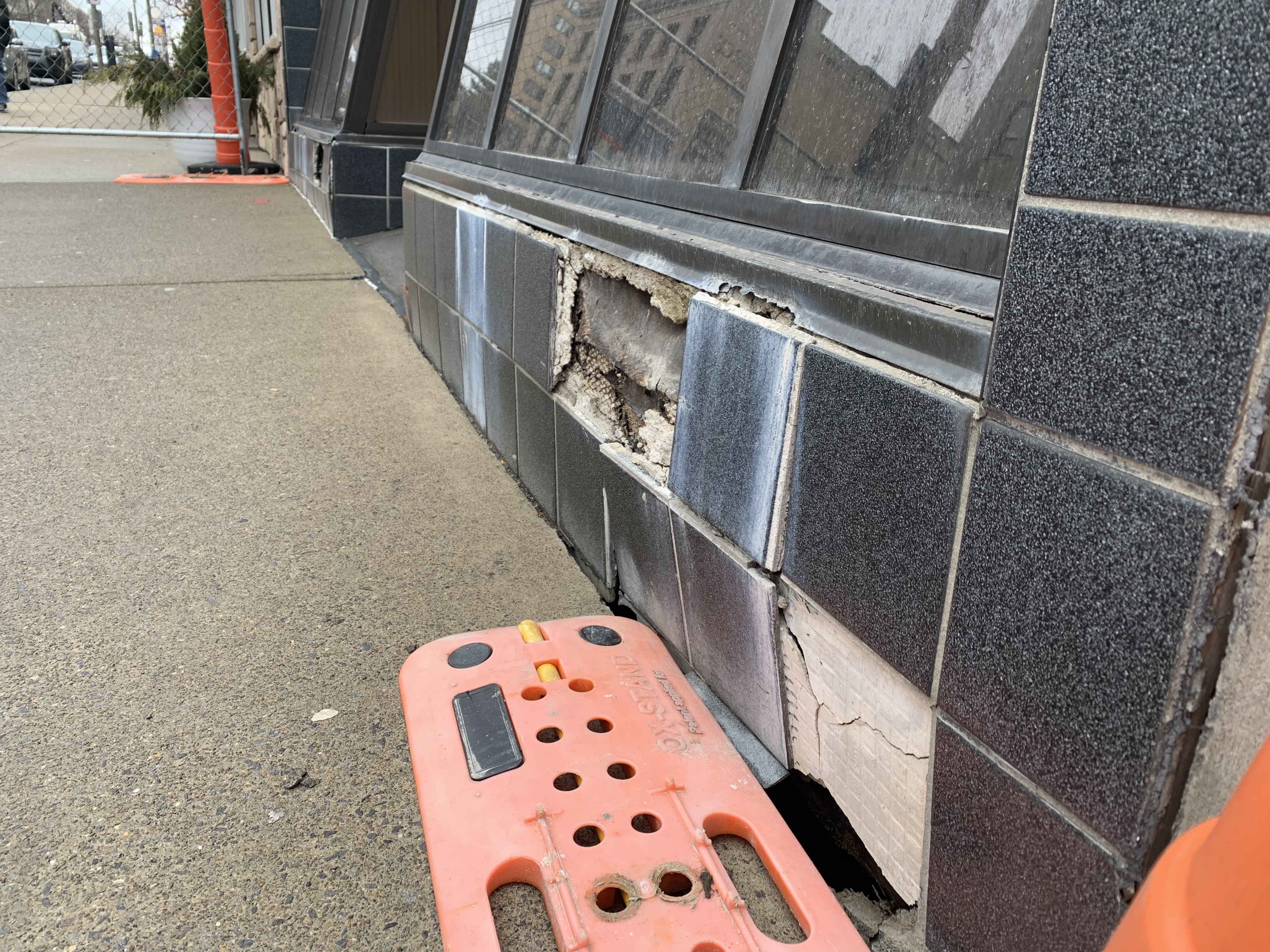Scranton has the sidewalk closed in front of the condemned...