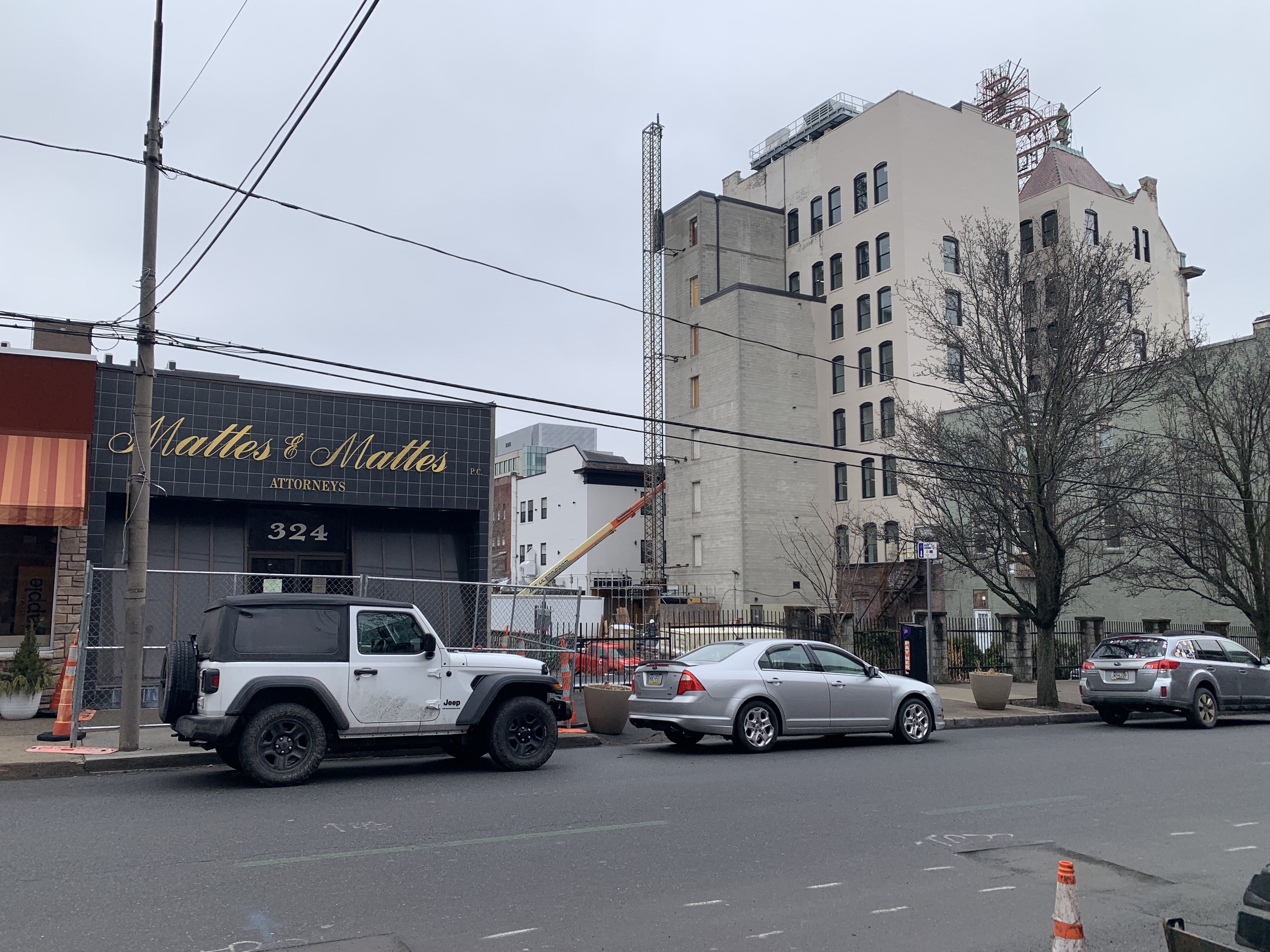 Scranton has the sidewalk closed in front of the condemned...