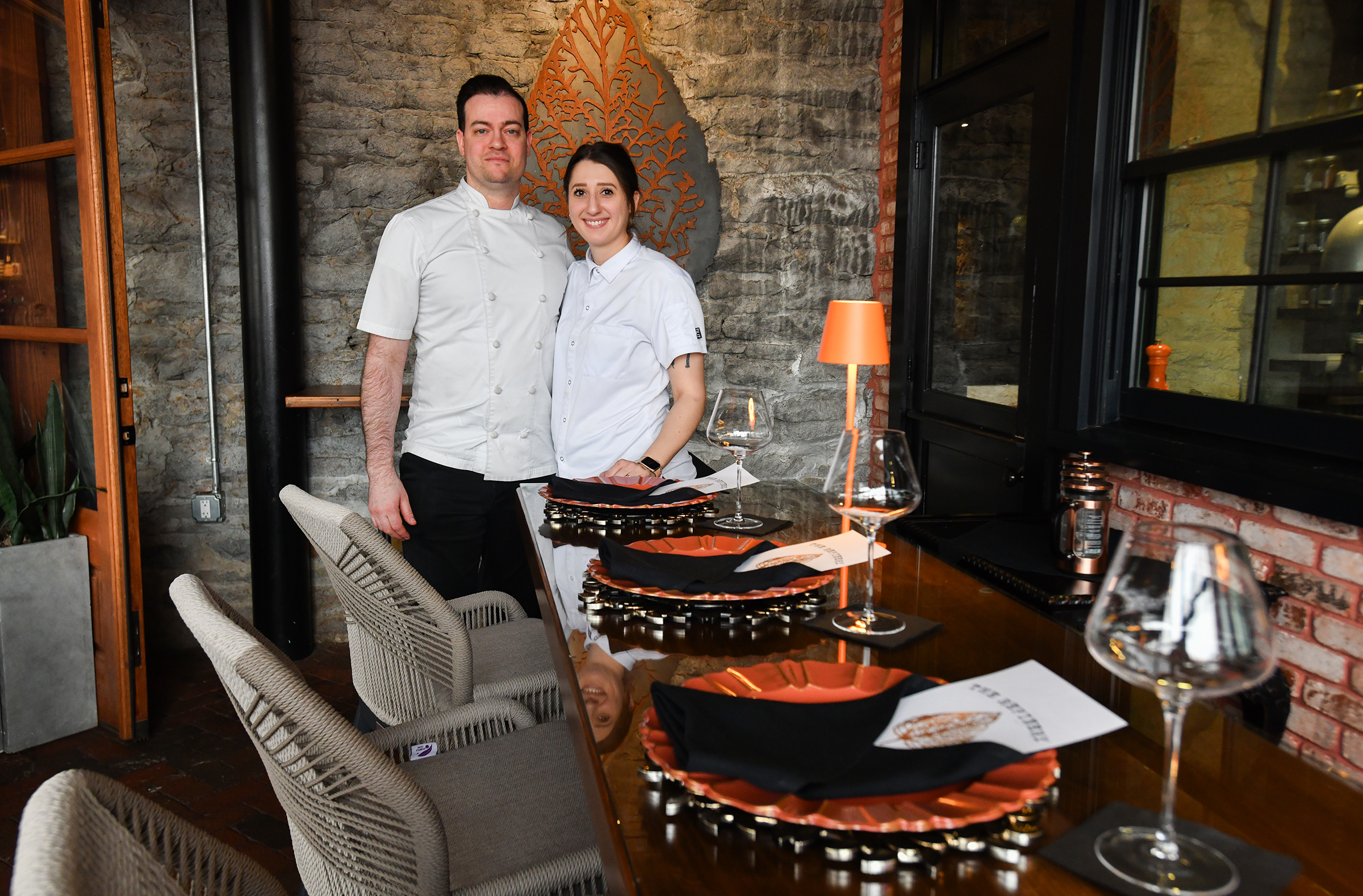 Co-owners and chefs at The Refinery Kristen and Chad Gelso...
