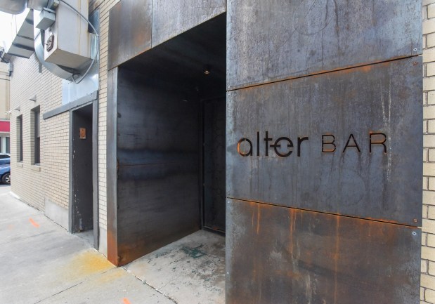 The entrance to the Alter Bar on Center Street in downtown Scranton Monday, March 23, 2026. (SEAN MCKEAG / STAFF PHOTOGRAPHER)