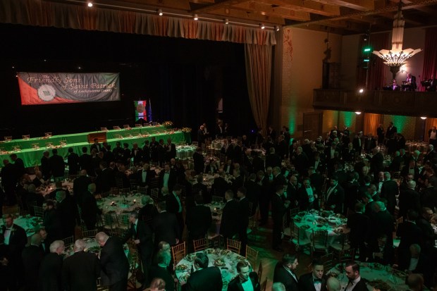 Attendees to the Friendly Sons of St. Patrick dinner mingle before the event at the Scranton Cultural Center in Scranton on Friday, March 13, 2026. (REBECCA PARTICKA/STAFF PHOTOGRAPHER)