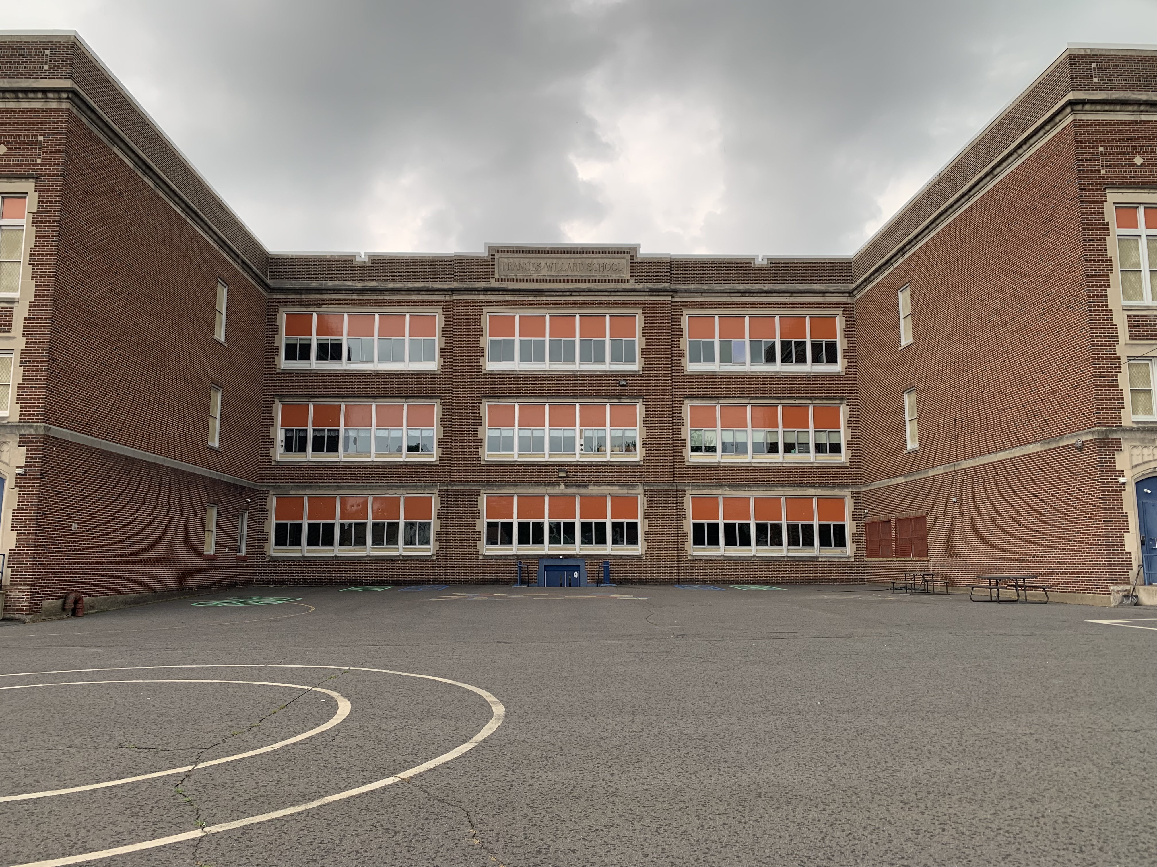 The Hampton Street rear of the Frances Willard Elementary School,...