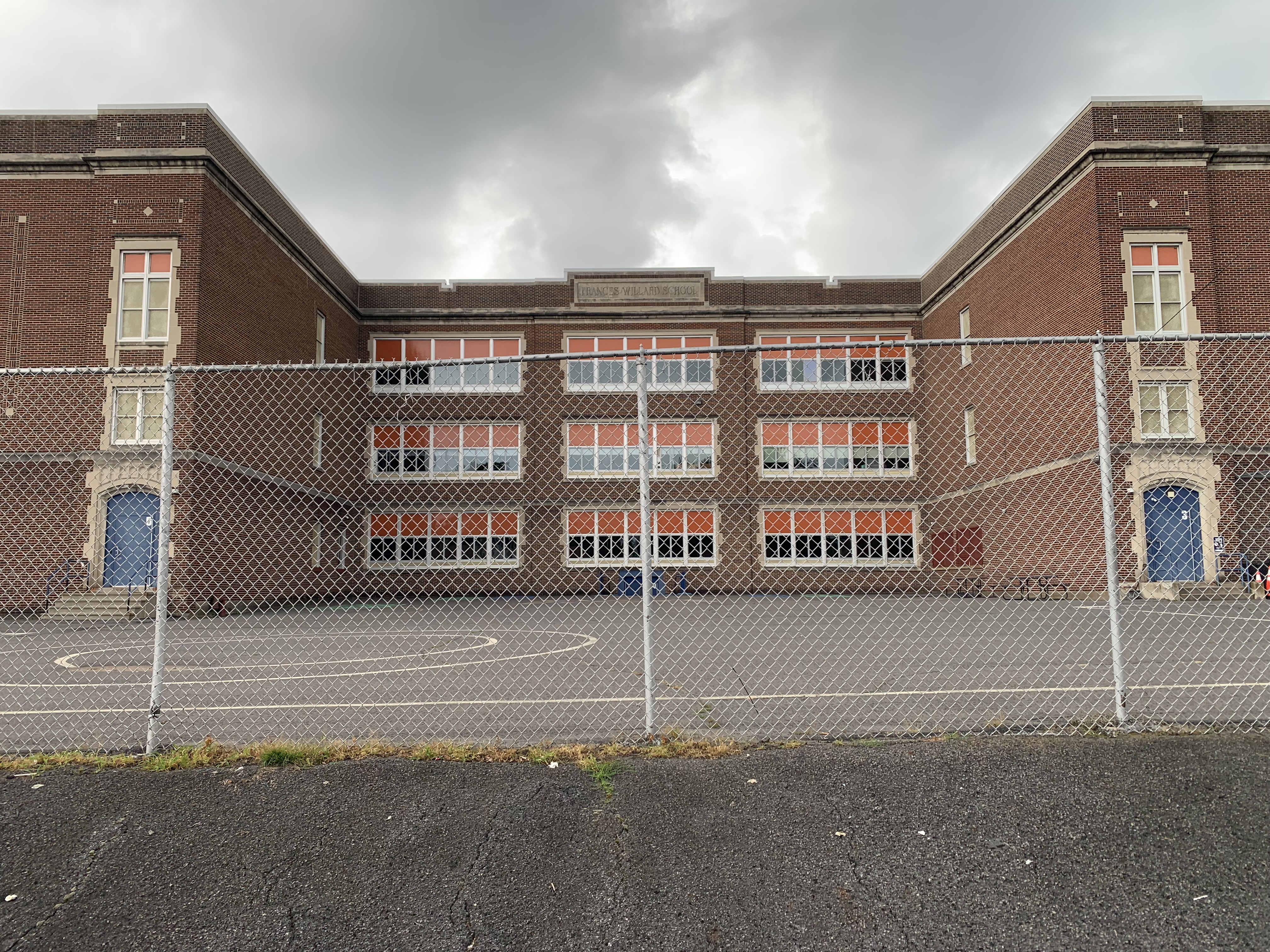 The Hampton Street rear of the Frances Willard Elementary School,...