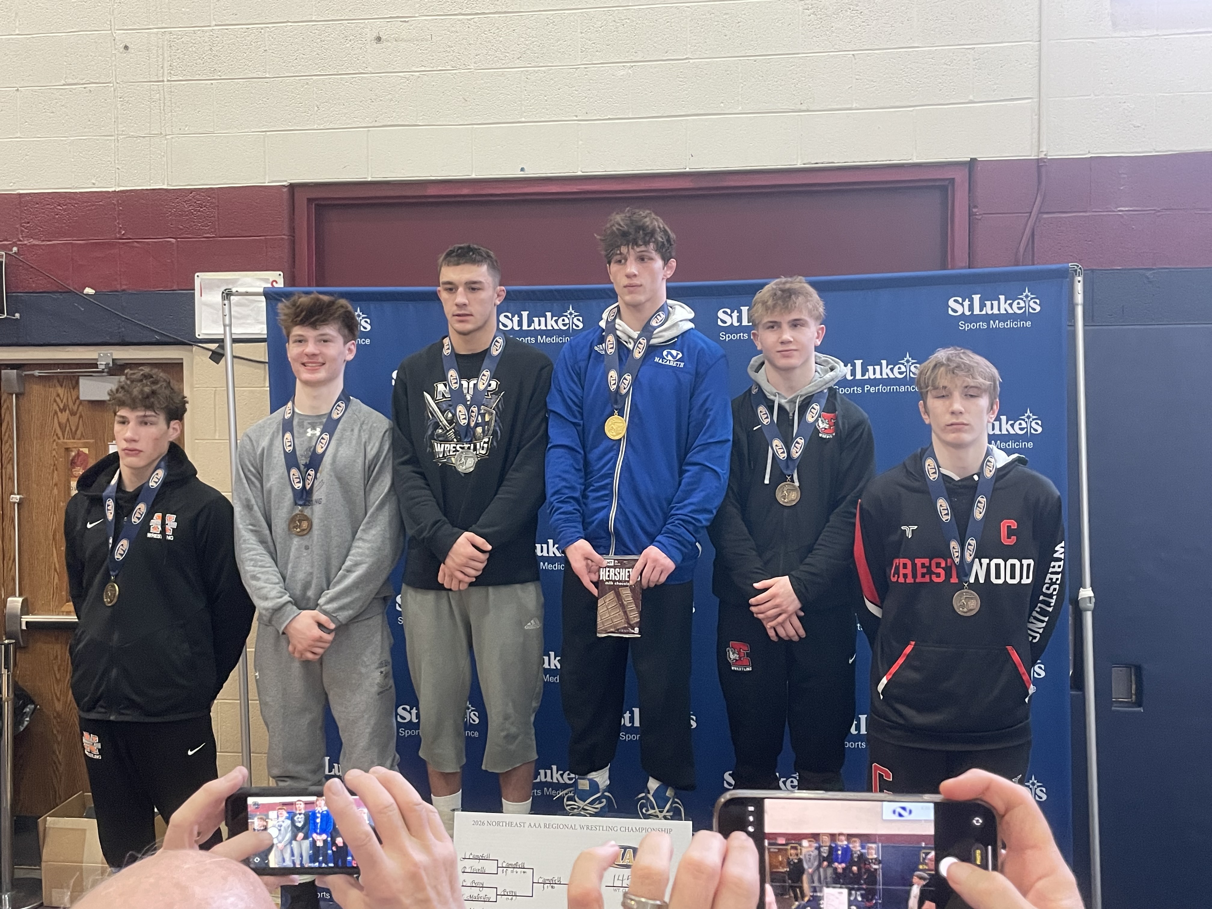 Crestwood’s Micah Engelman (fifth place) on the 145-pound podium. JOE...