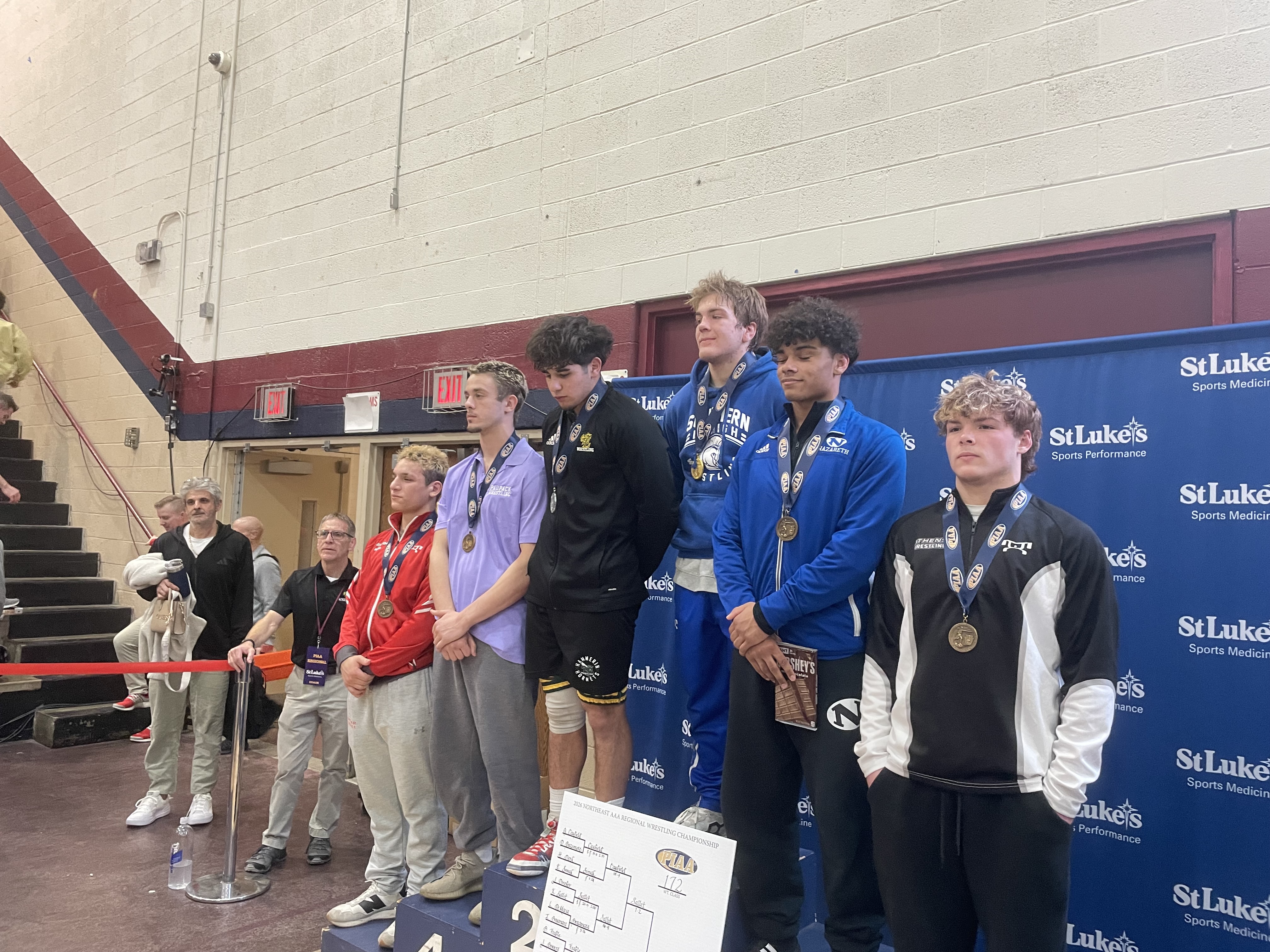 Wallenpaupack’s Gabe Caufield (fourth place) and Hazleton Area’s Jaxson Johnson...