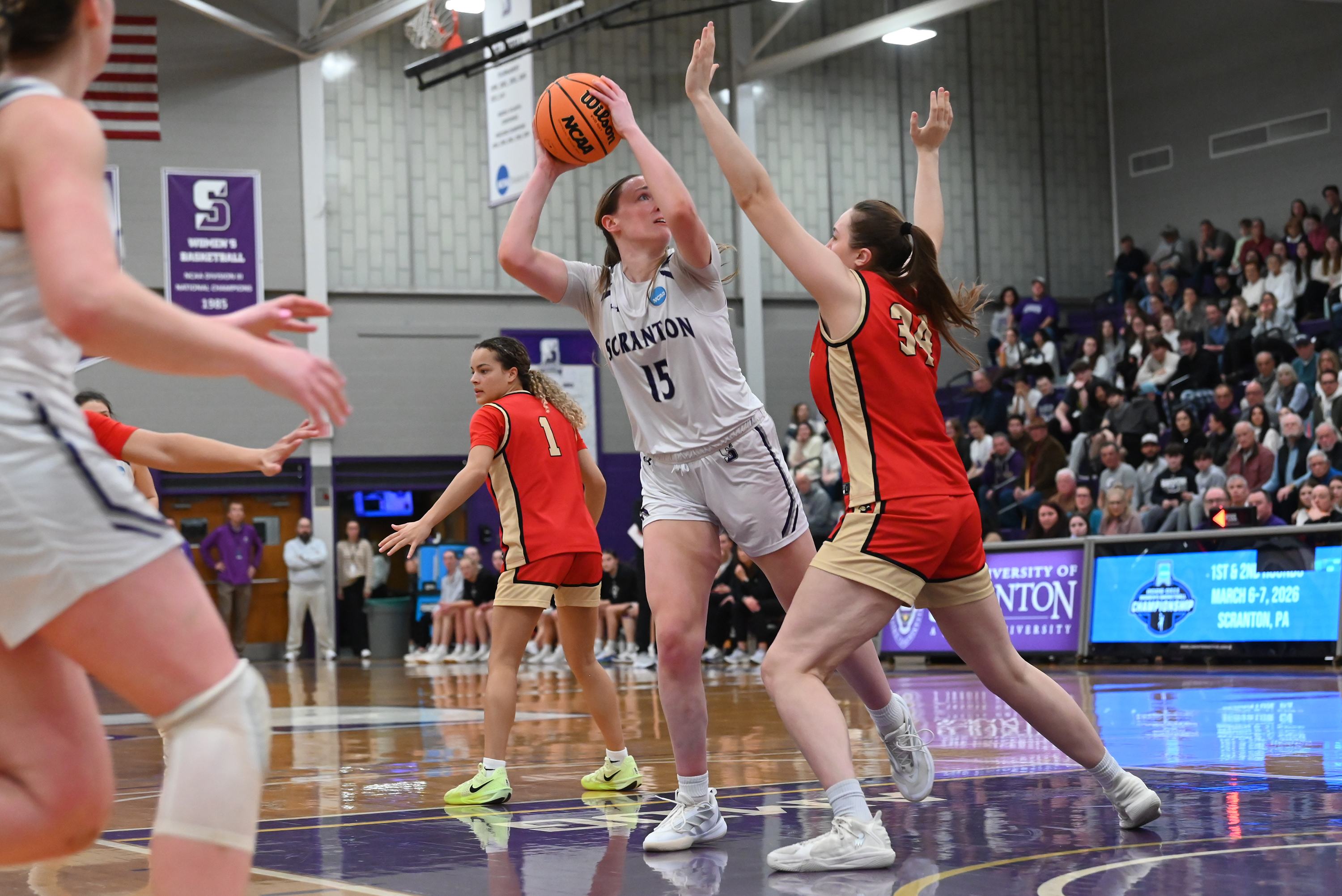 Otterbein’s Cameron Sparks defends University of Scranton’s Elizabeth Bennett during...