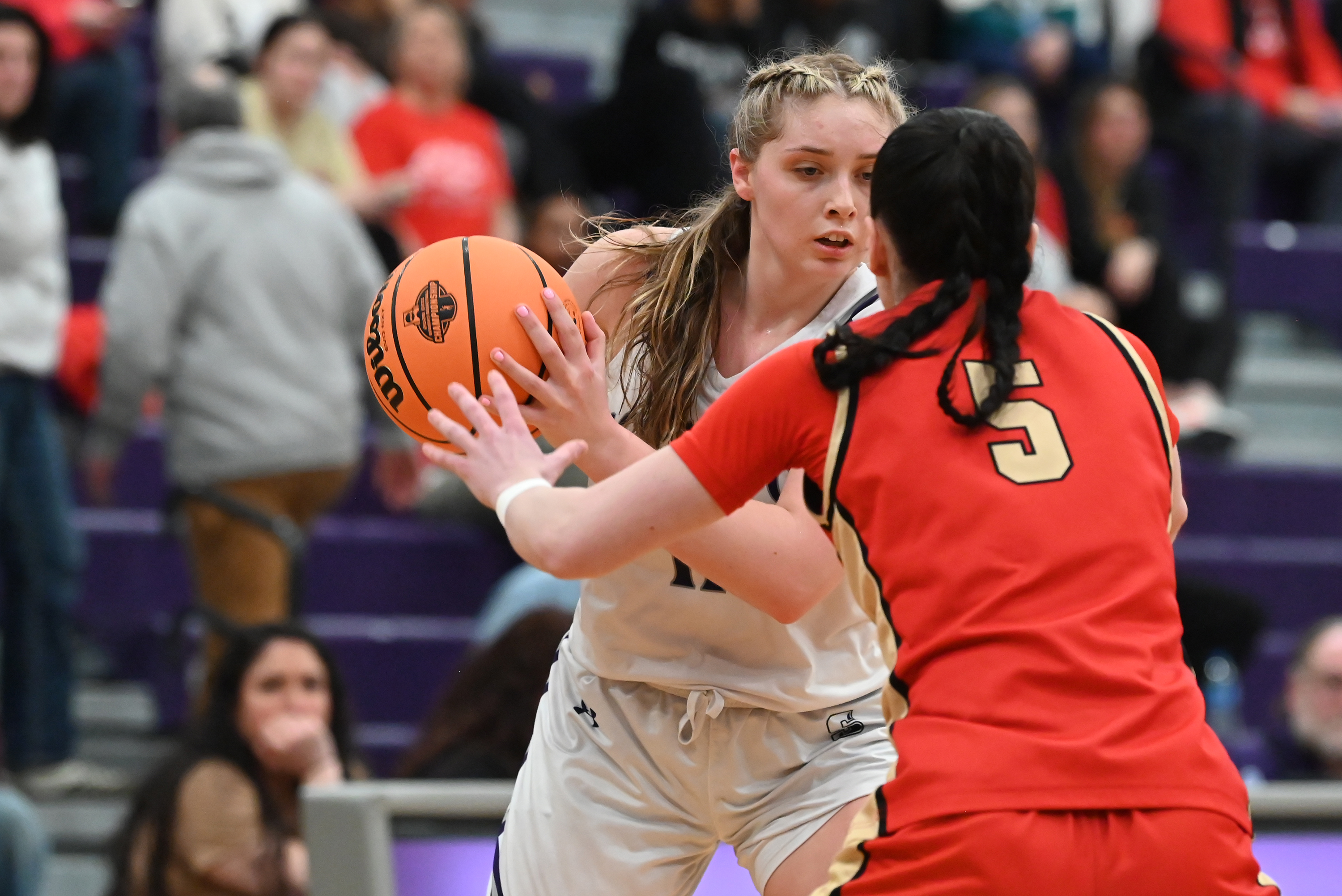 Otterbein’s Anna Waskiewicz defends University of Scranton’s Kaci Kranson during...