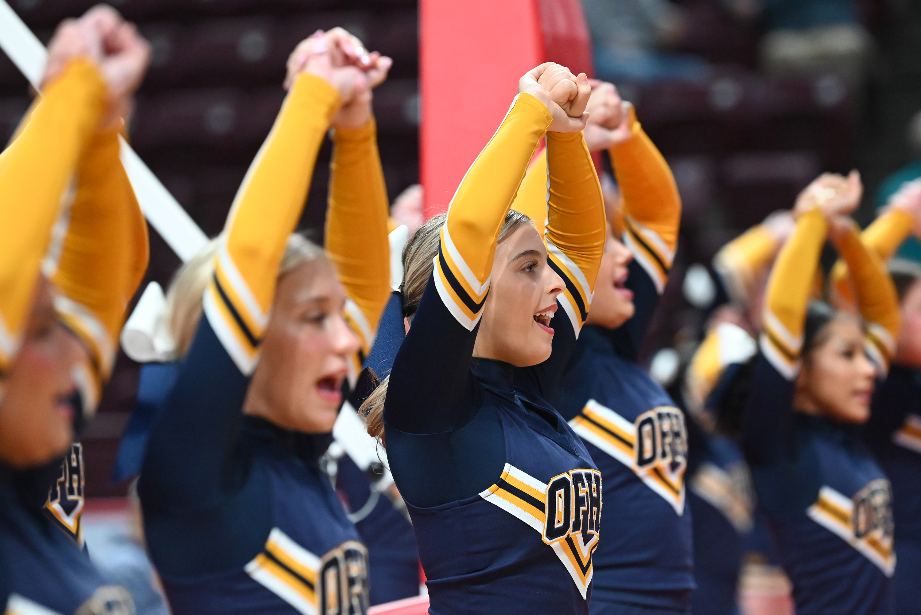 Old Forge cheerleaders perform before the PIAA Class 2A championship...
