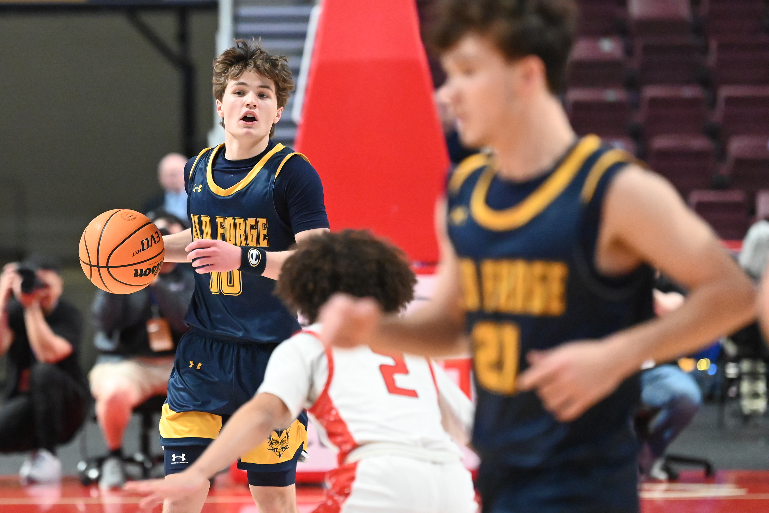 Old Forge’s Camren Krushnowski controls the ball during the PIAA...