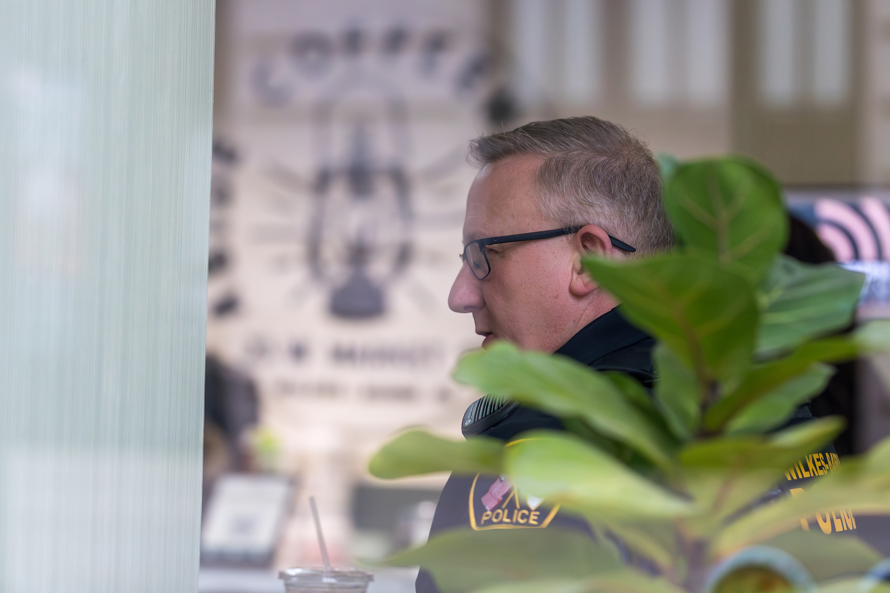 Wilkes-Barre City Police Sergeant James Sheridan attends an interview at...