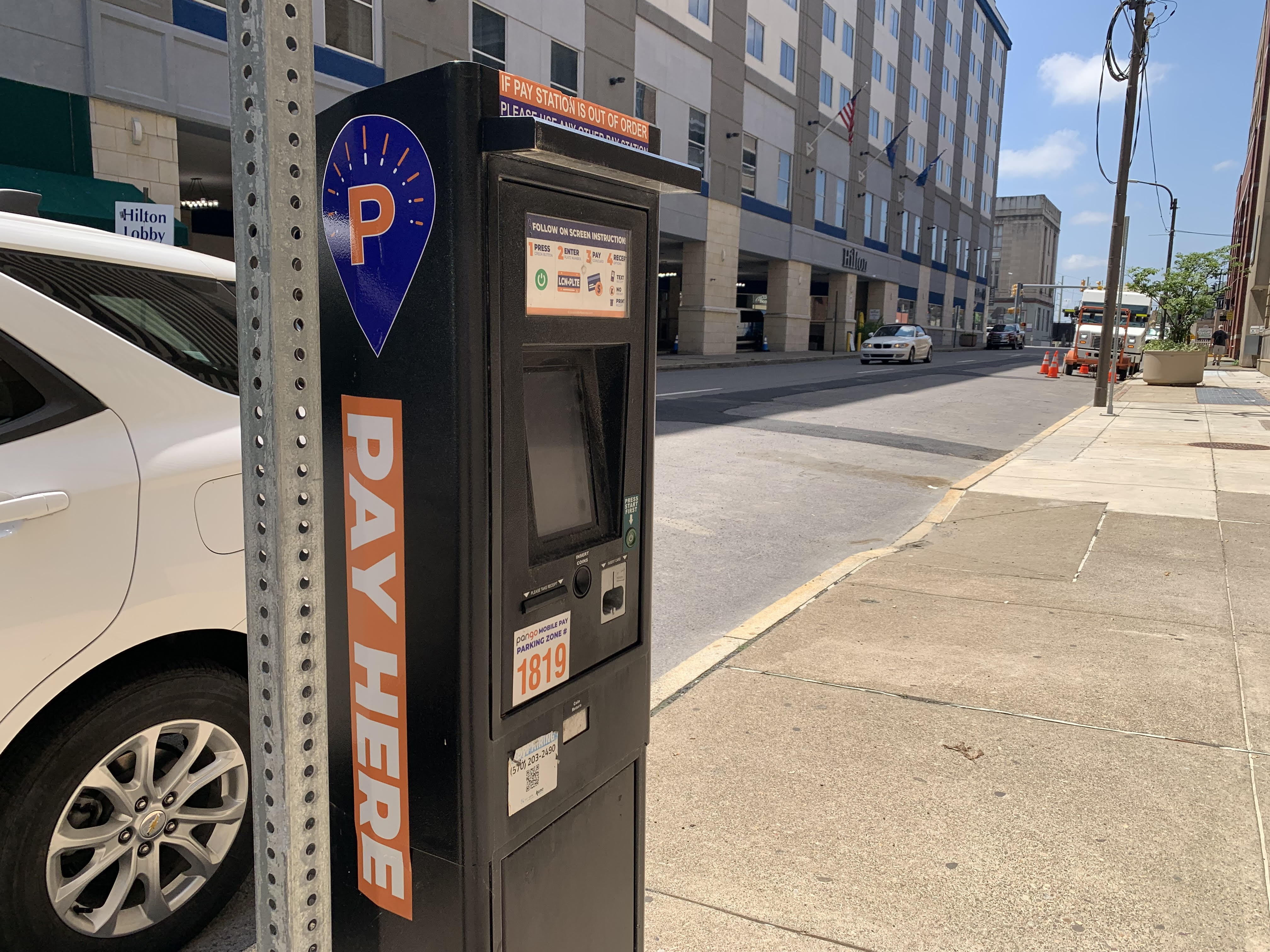 A street parking payment kiosk in the 100 block of...