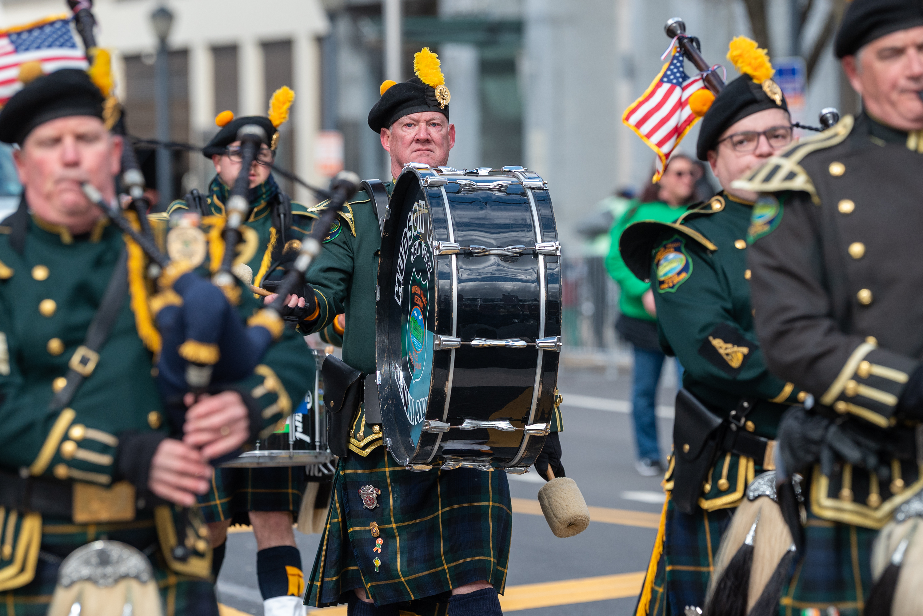 Hudson Valley Regional Police Pipes and Drums performs in the...