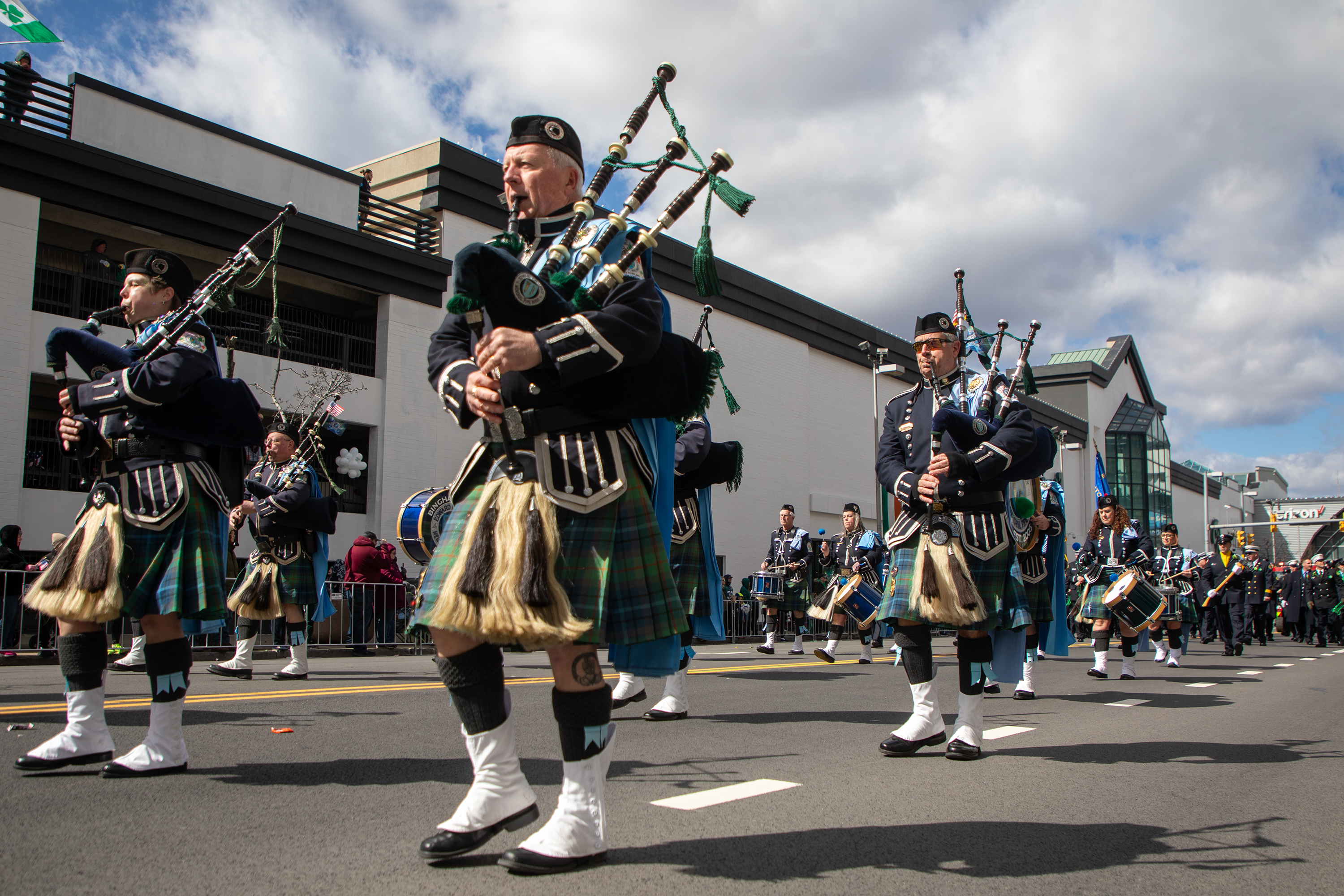 Edward P. Maloney Memorial Pipe Band performs during the St....