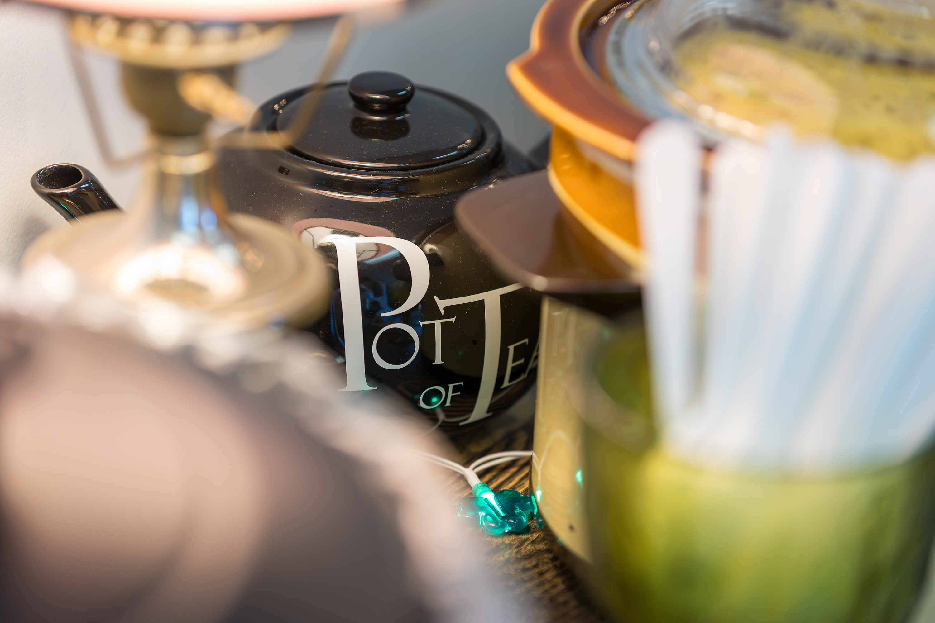 A ‘Pot of Tea’ containing tea on display during the...