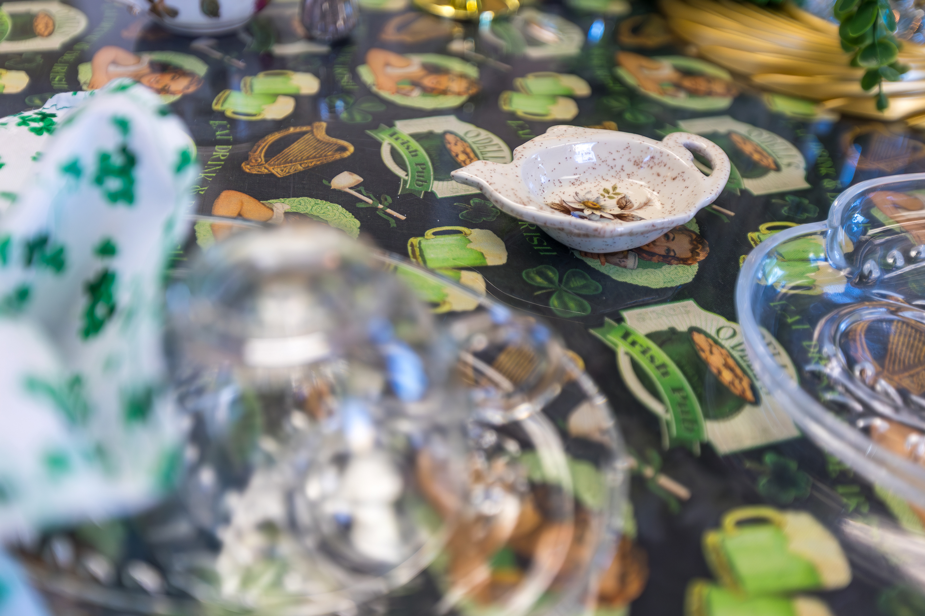 A tea table on display during the grand opening of...