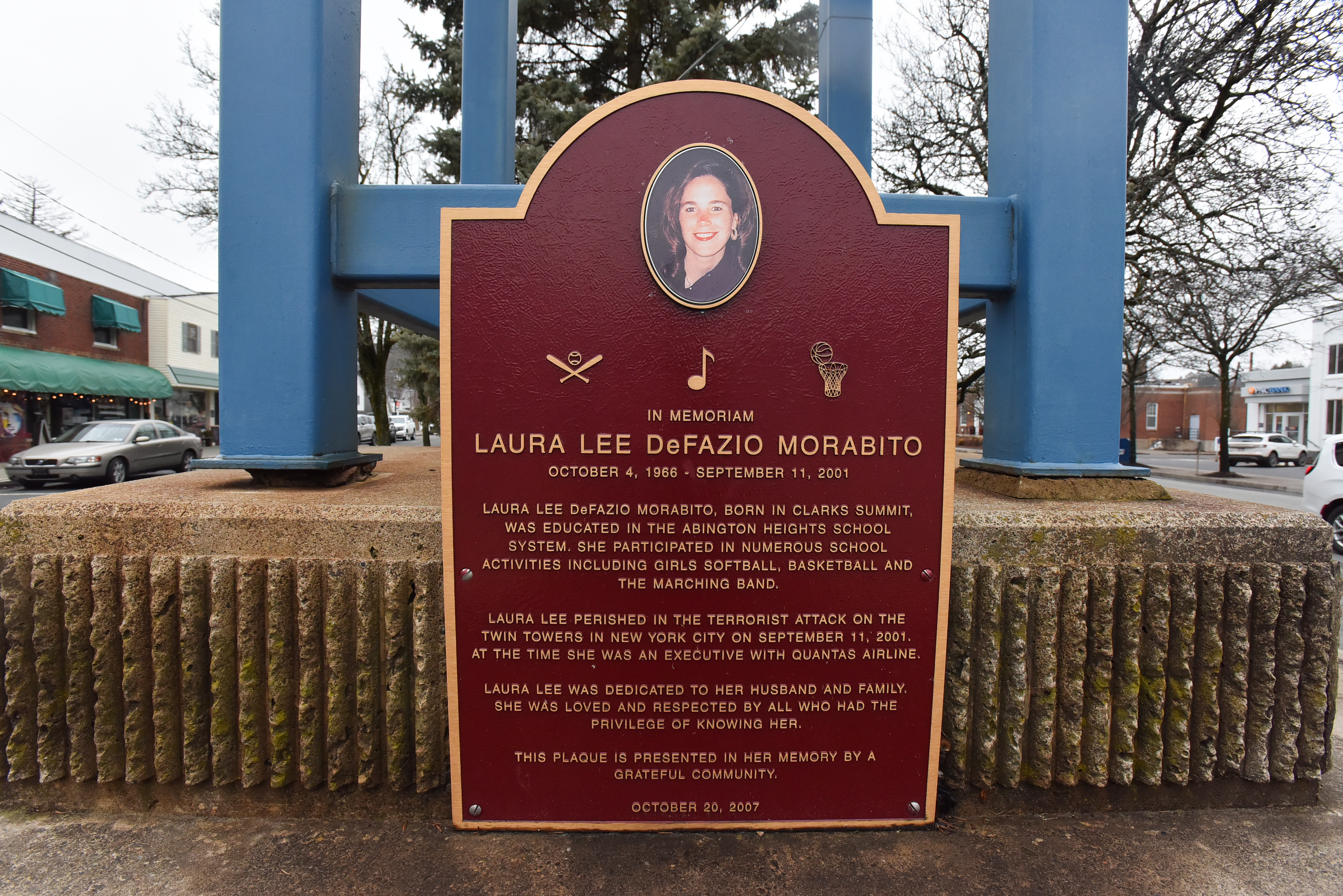 A memorial plaque for Clarks Summit native Laura Lee DeFazio...