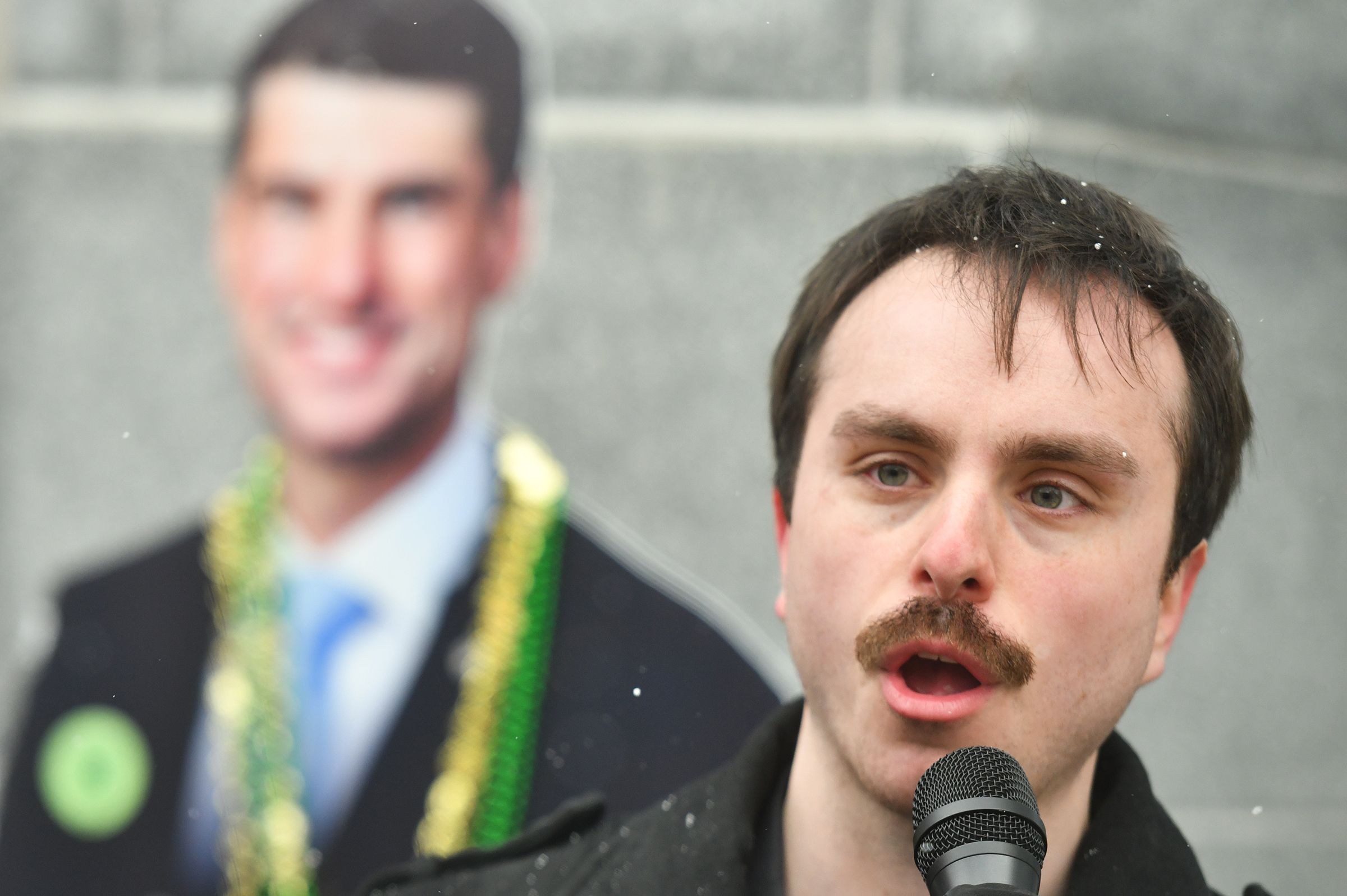 Matt Salton, of the Conservation Voters of Pennsylvania, speaks during...