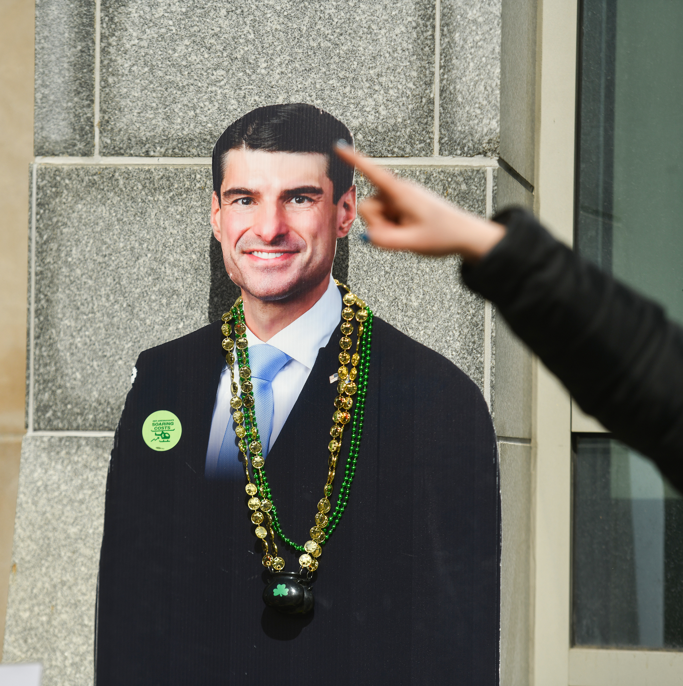 A cardboard cutout of U.S. Rep. Rob Bresnahan is placed...