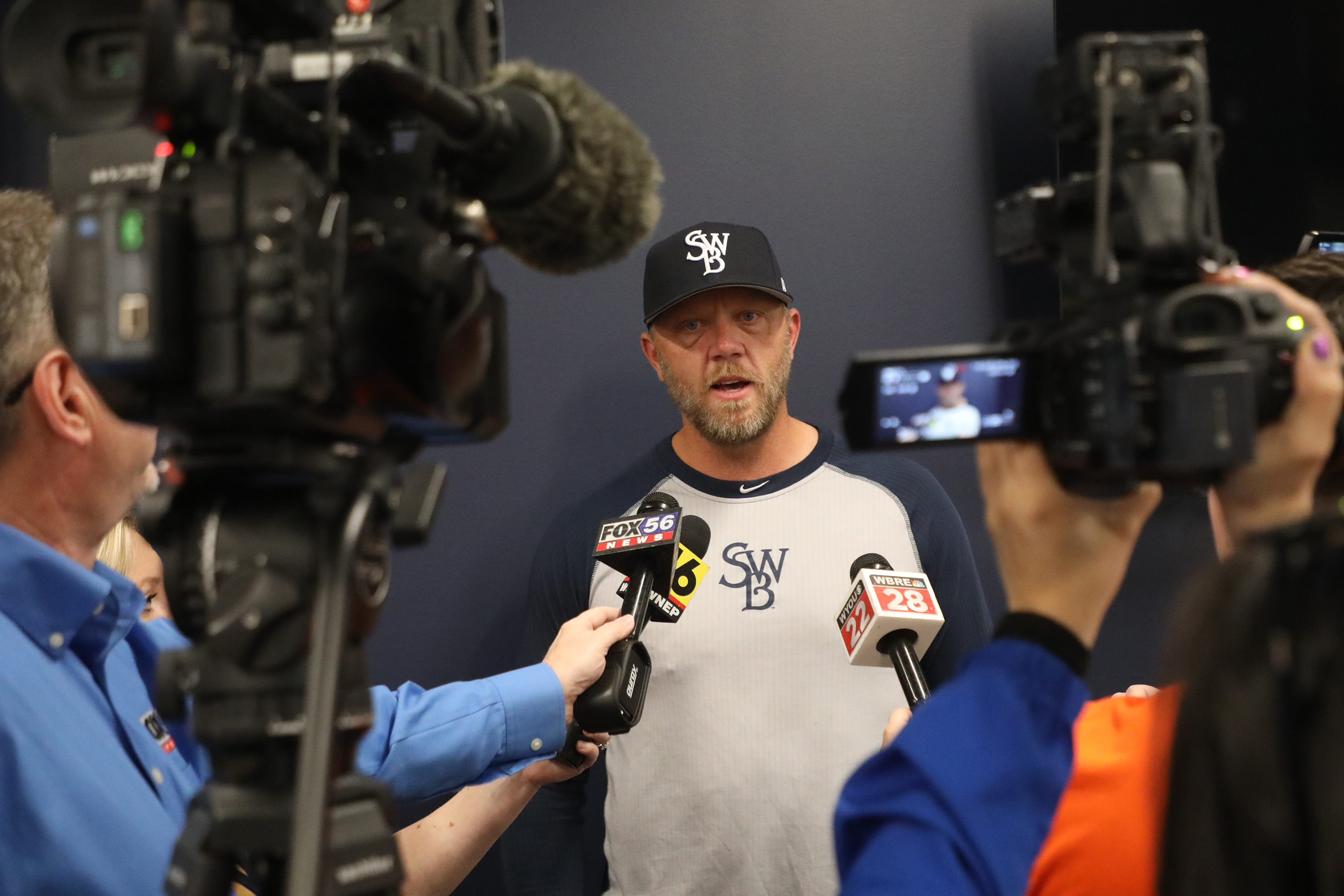 Manager Shelley Duncan talks to the press about the upcoming...